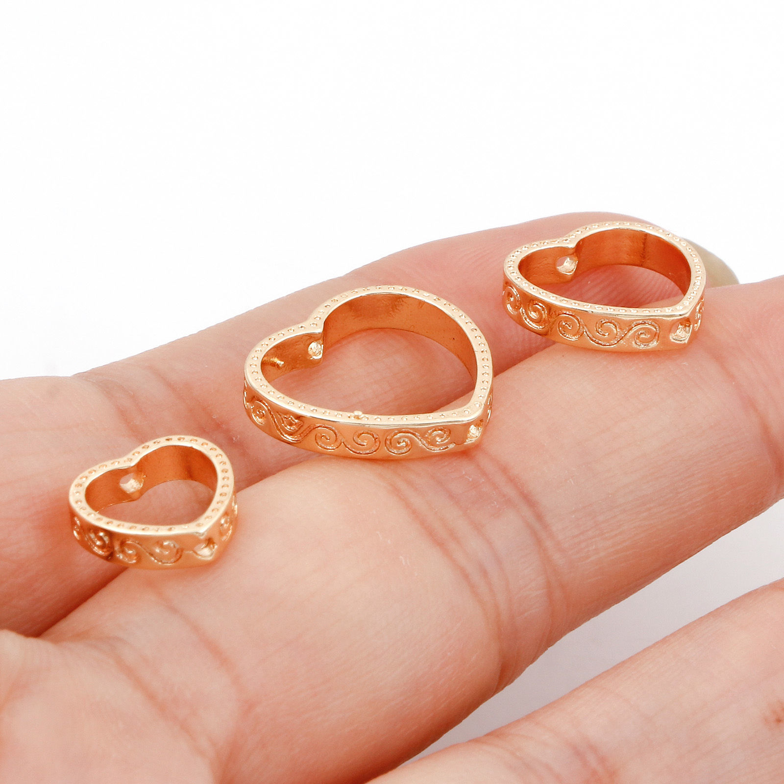 Picture of Brass Beads Frames Heart Filigree Real Gold Plated