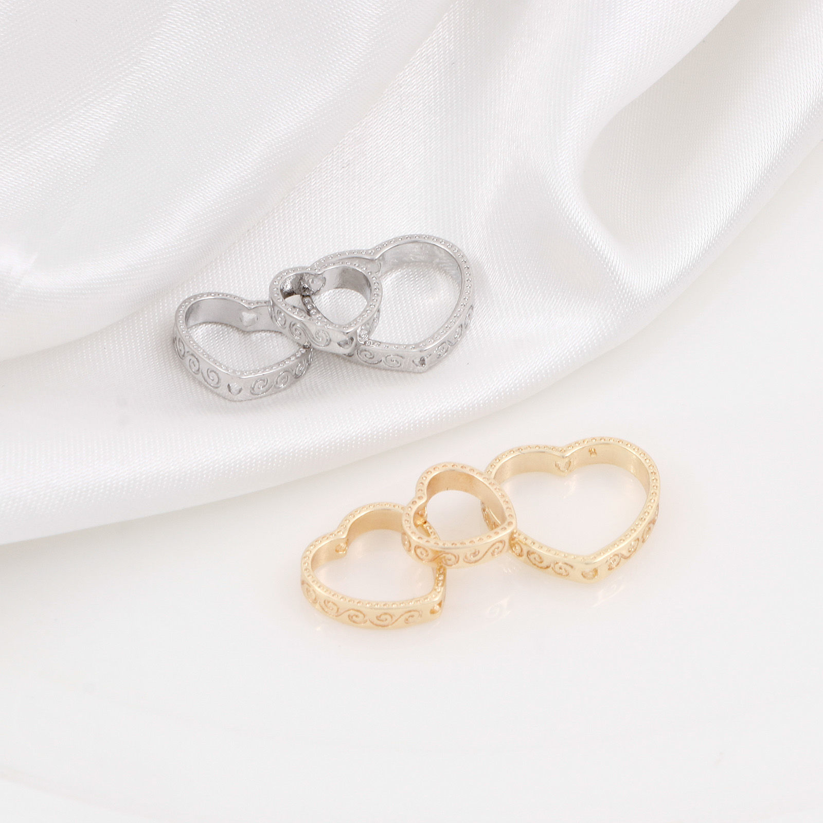 Picture of Brass Beads Frames Heart Filigree Real Gold Plated