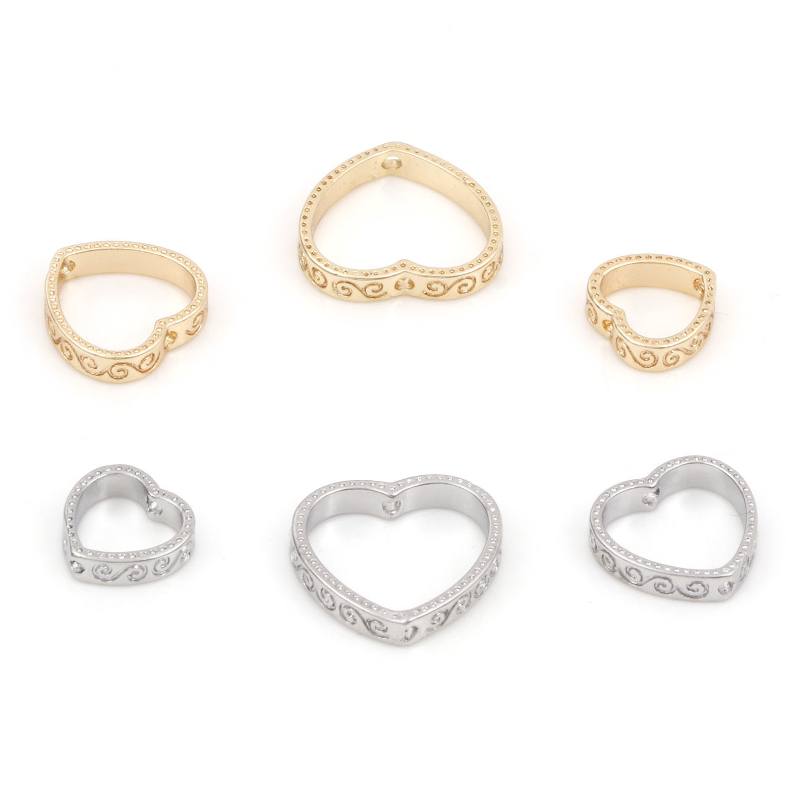 Picture of Brass Beads Frames Heart Filigree Real Gold Plated
