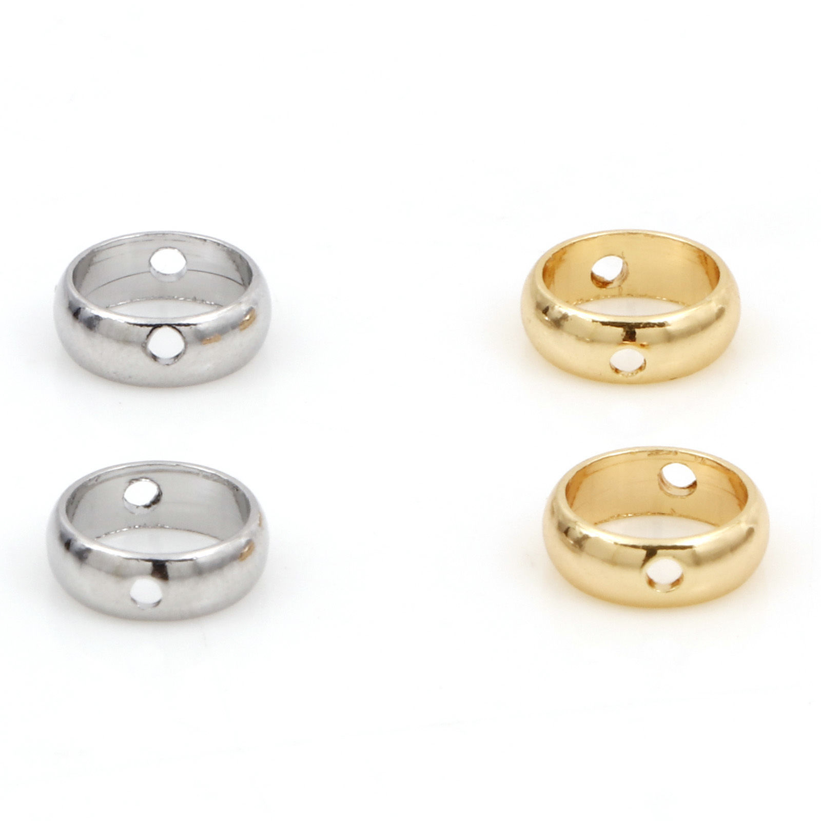 Picture of Brass Beads Frames Round Real Gold Plated 8mm Dia.