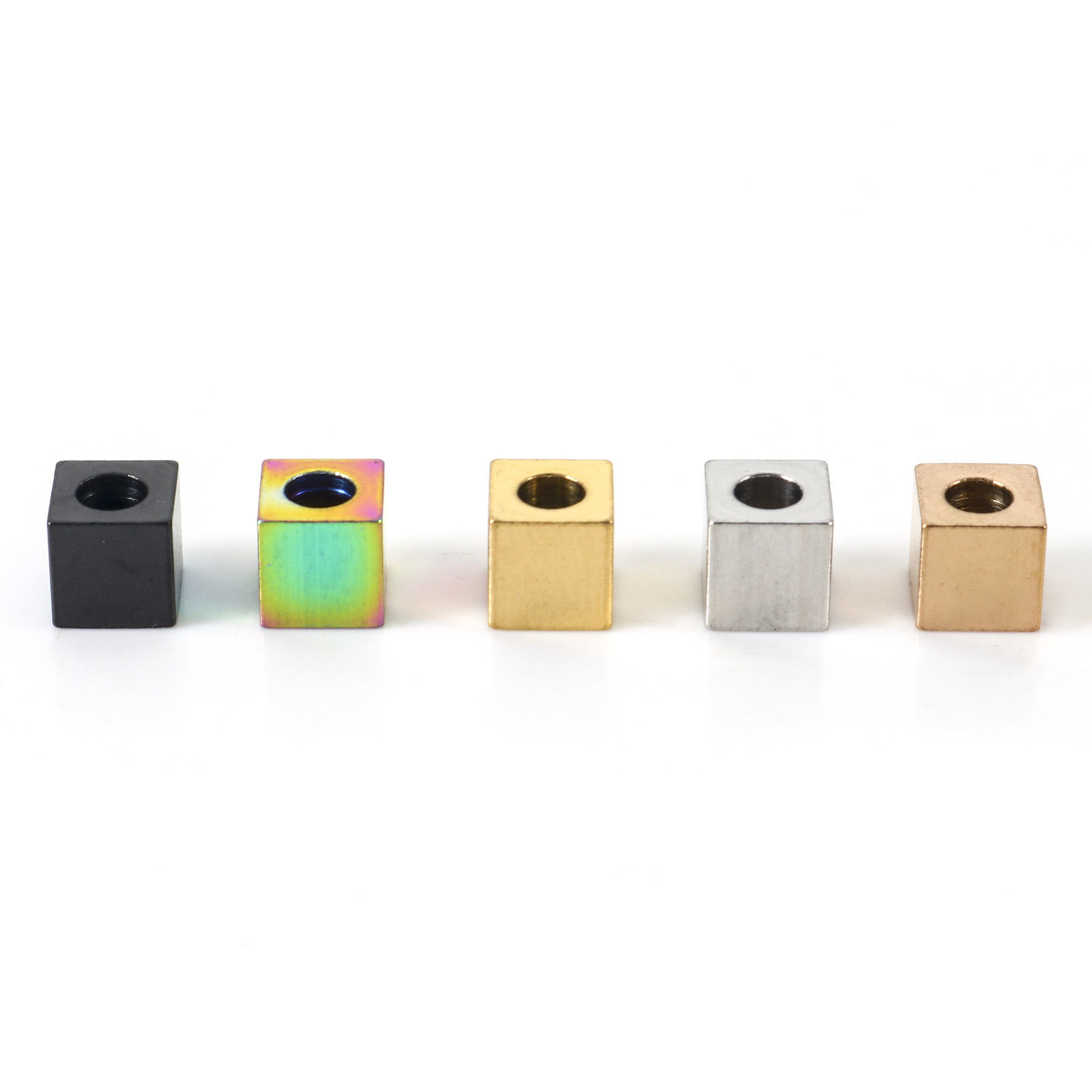 Immagine di Placcatura Sottovuoto Ecologica 304 Acciaio Inossidabile Perline per la Creazione di Gioielli con Ciondoli Fai-da-te Cubo Multicolore 6mm x 6mm, Buco: Circa 3mm, 10 Pz
