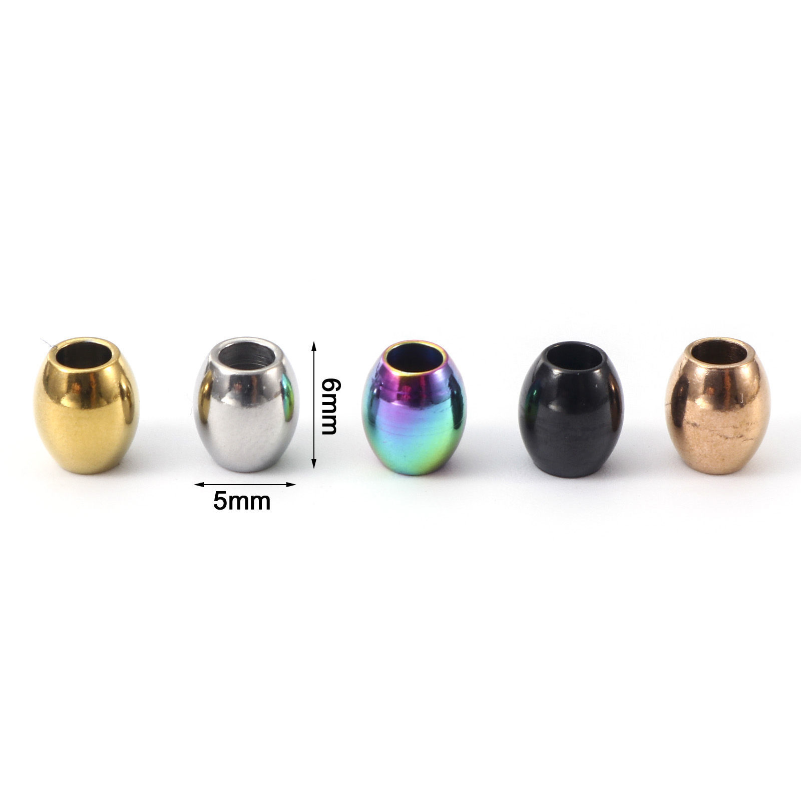 Immagine di Placcatura Sottovuoto Ecologica 304 Acciaio Inossidabile Perline per la Creazione di Gioielli con Ciondoli Fai-da-te Ovale Multicolore 6mm x 5mm, Buco: Circa 2.2mm, 10 Pz