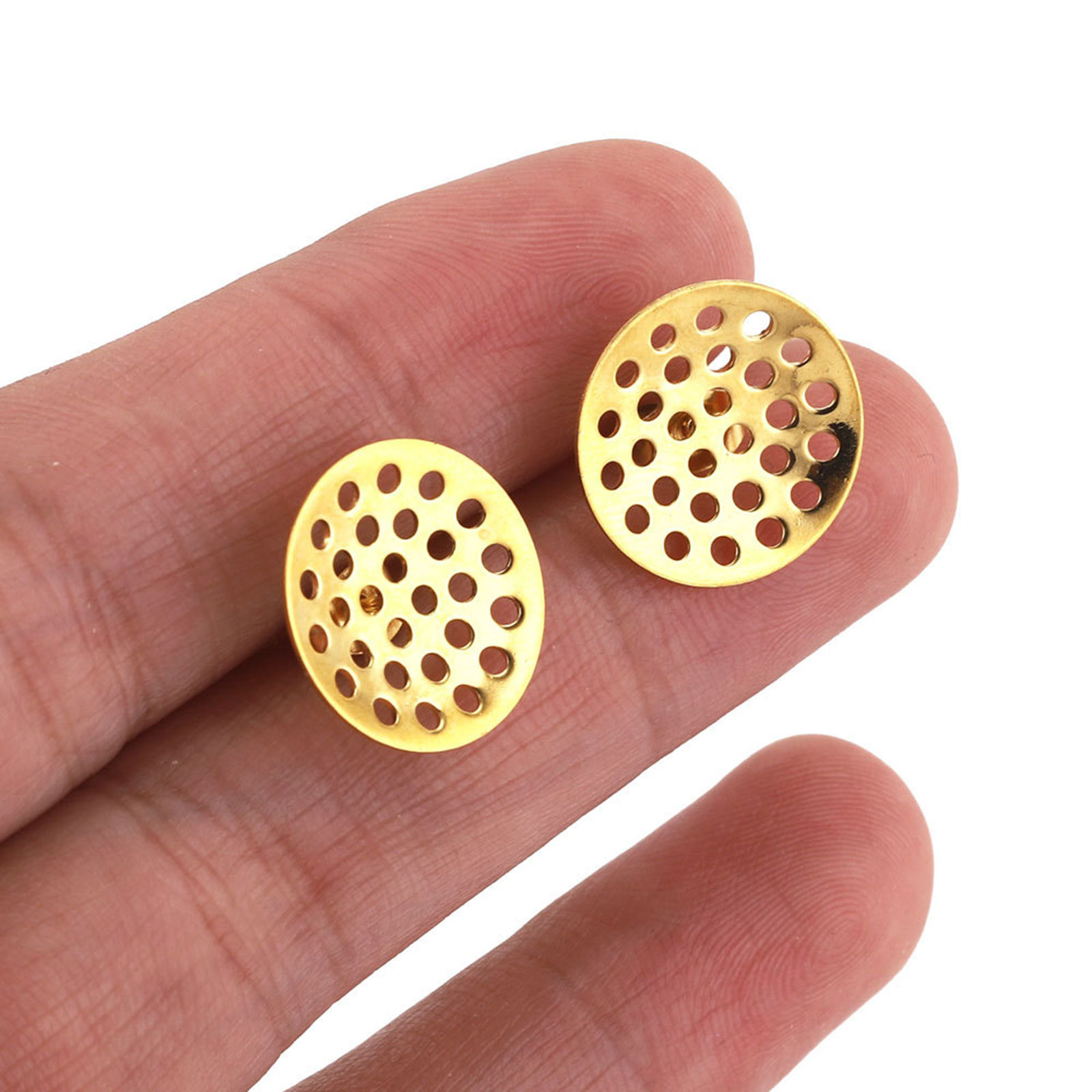 Picture of 304 Stainless Steel Ear Post Stud Earring For DIY Jewelry Making Accessories Round Glue On