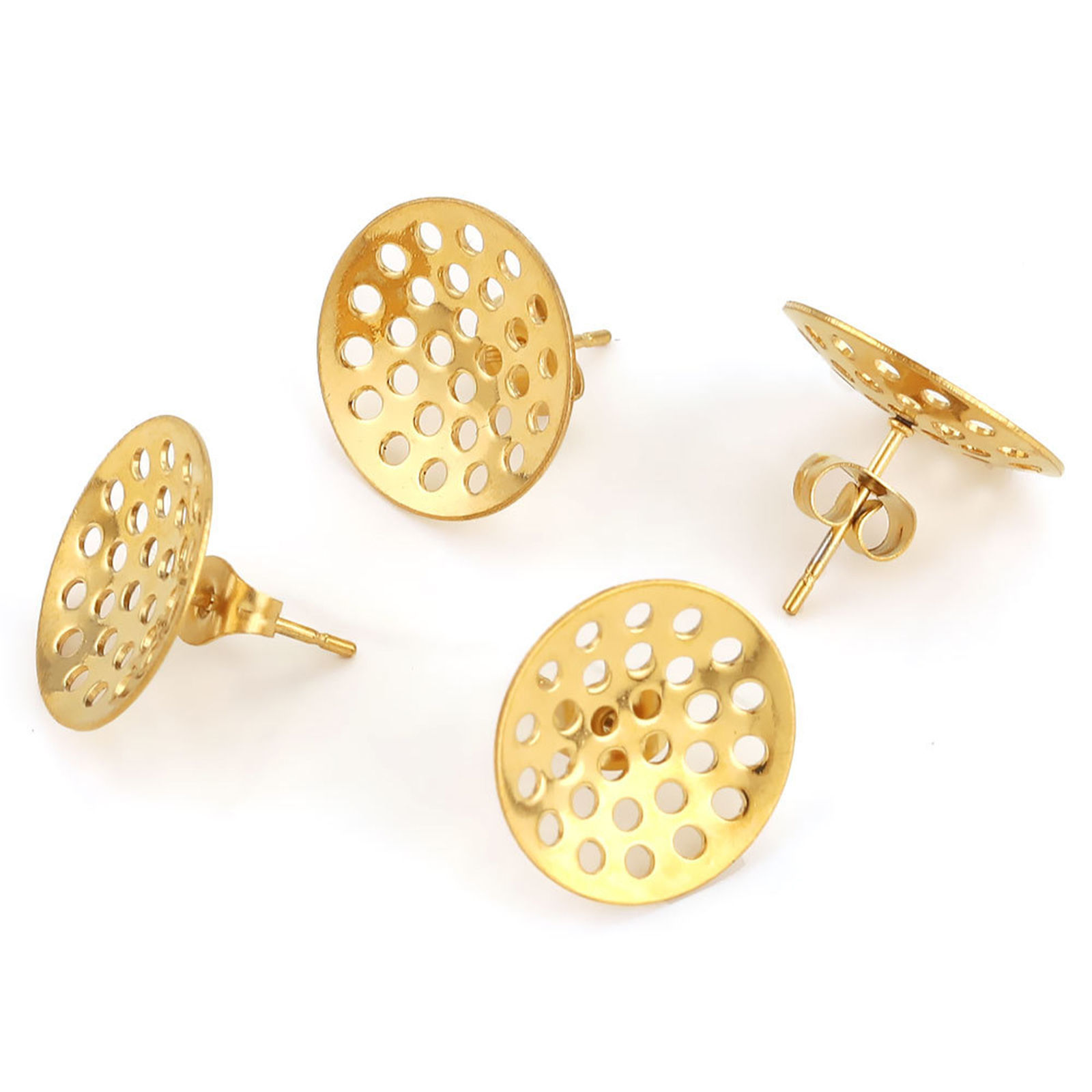 Picture of 304 Stainless Steel Ear Post Stud Earring For DIY Jewelry Making Accessories Round Glue On