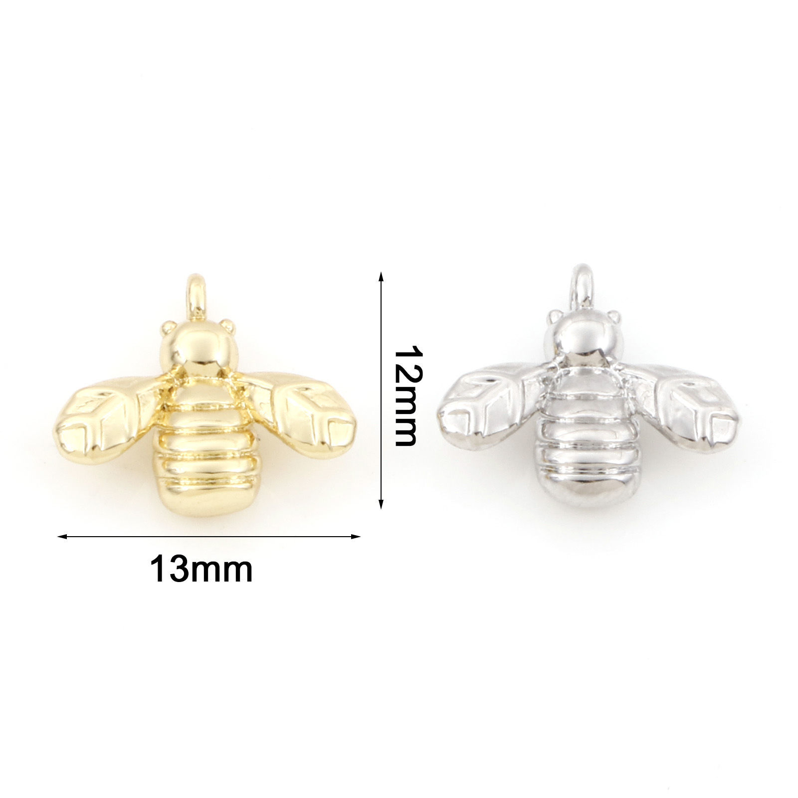 Picture of Brass Charms Multicolor Bee Animal 3D 13mm x 12mm