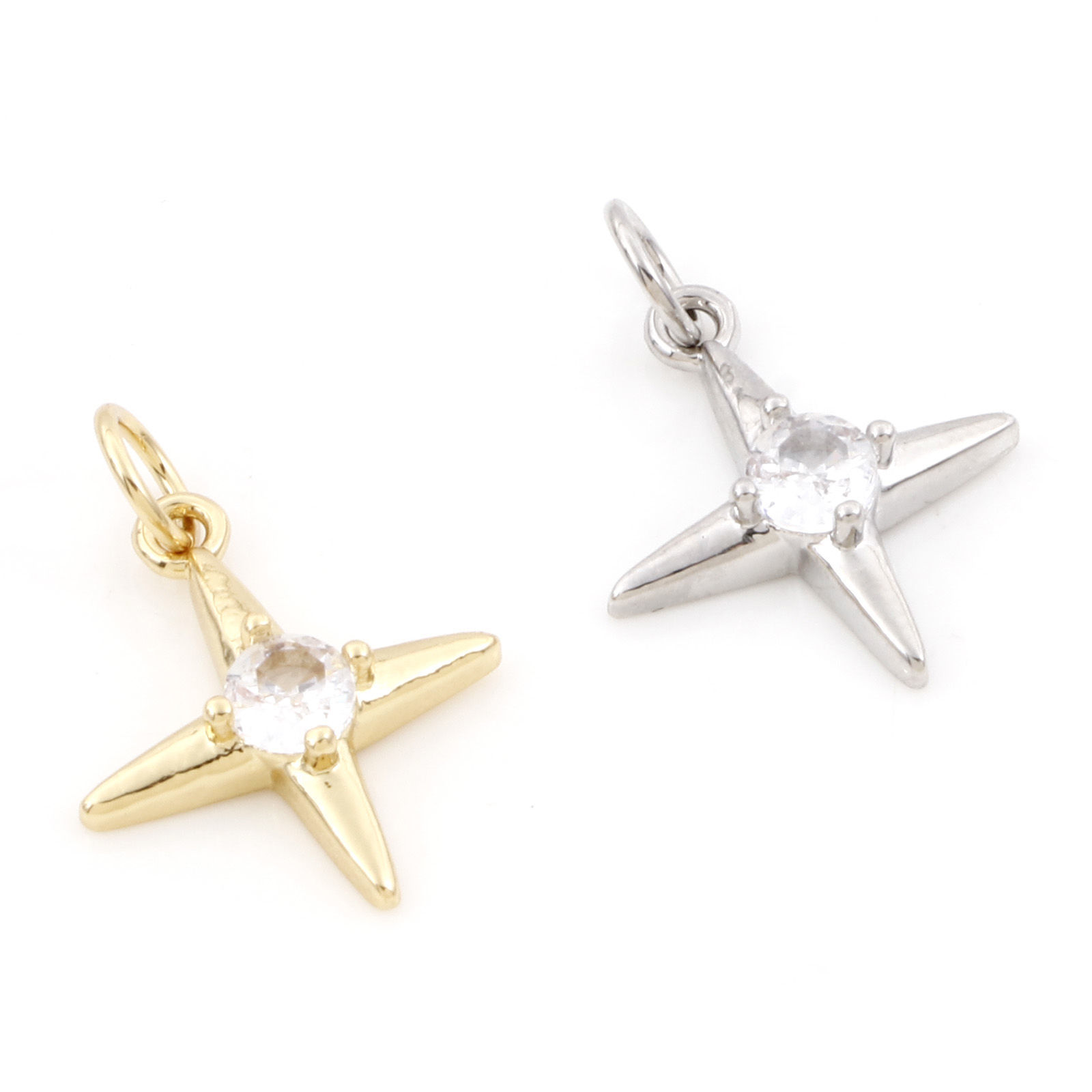 Bild von Messing Galaxis Charms Bunt Stern Klar Kubischer Zirkon 20mm x 14mm, 2 Stück