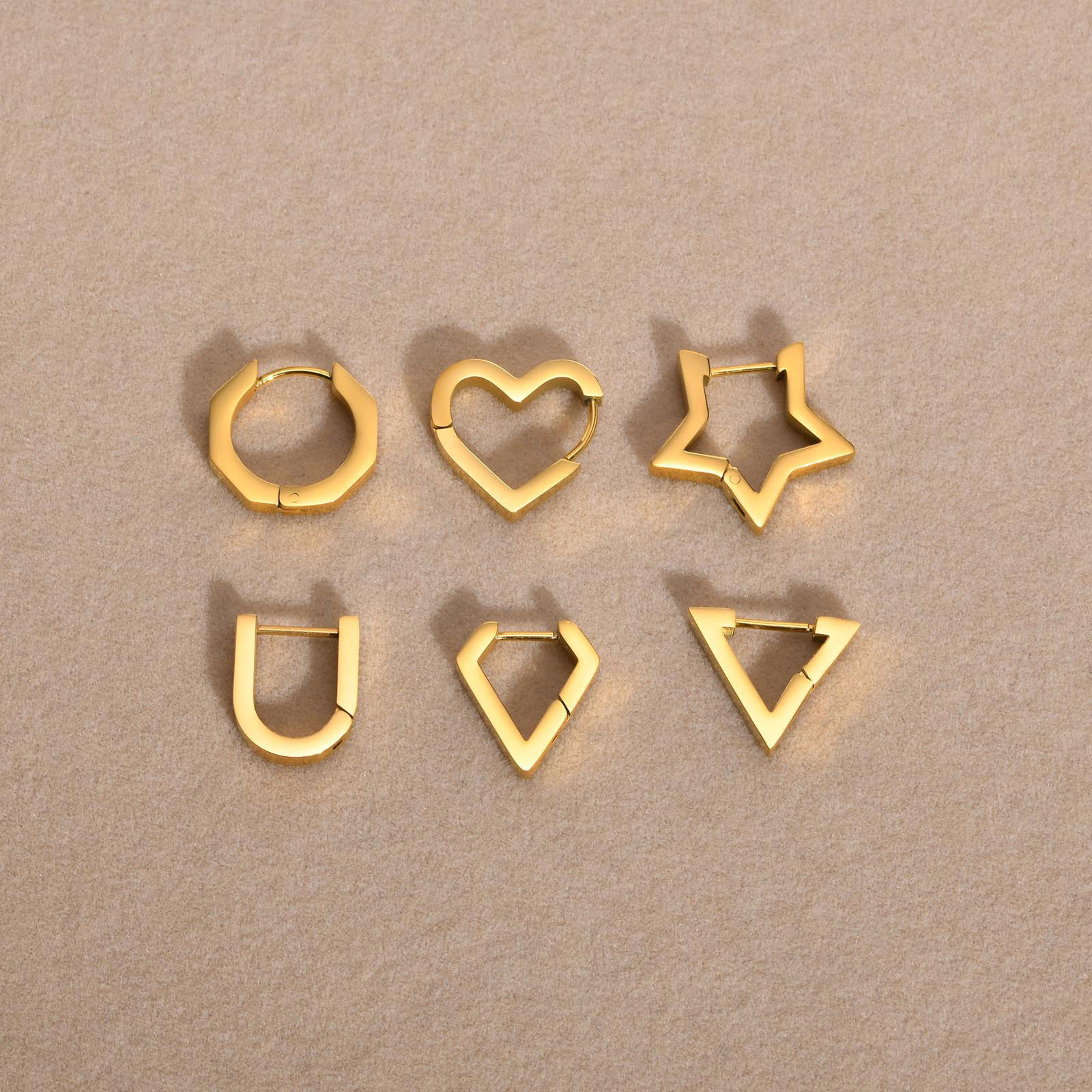 Bild von Umweltfreundliche Vakuumbeschichtung Stilvoll Einfach 18K Echtgold plattiert 304 Edelstahl Herz Pentagramm Hoop Ohrringe Für Frauen Zurück zur Schule 1 Paar