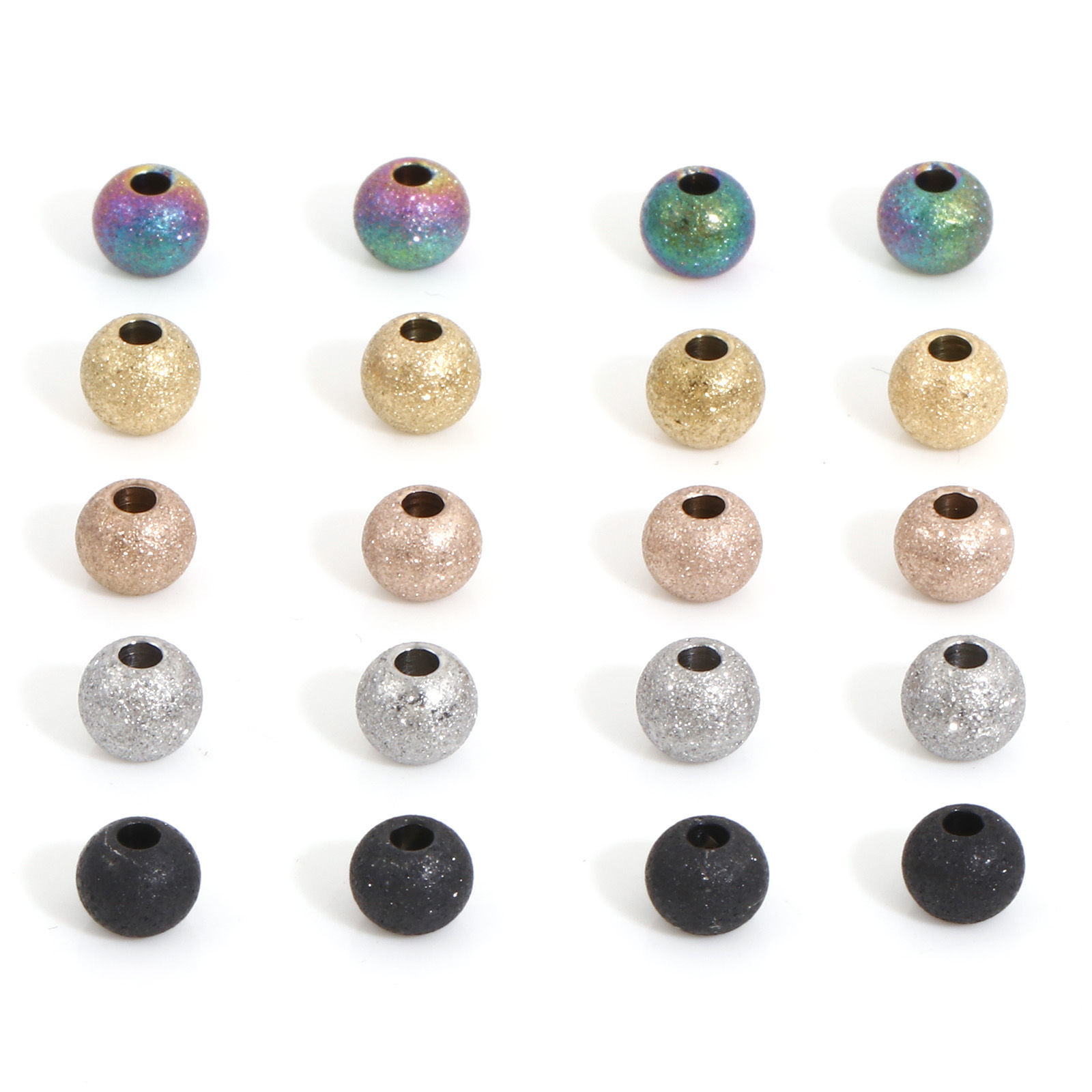 Bild von Umweltfreundliche Vakuumbeschichtung 304 Edelstahl Perlen für die DIY-Schmuckherstellung Rund Bunt Sternenstaub 6mm D., 10 Stück