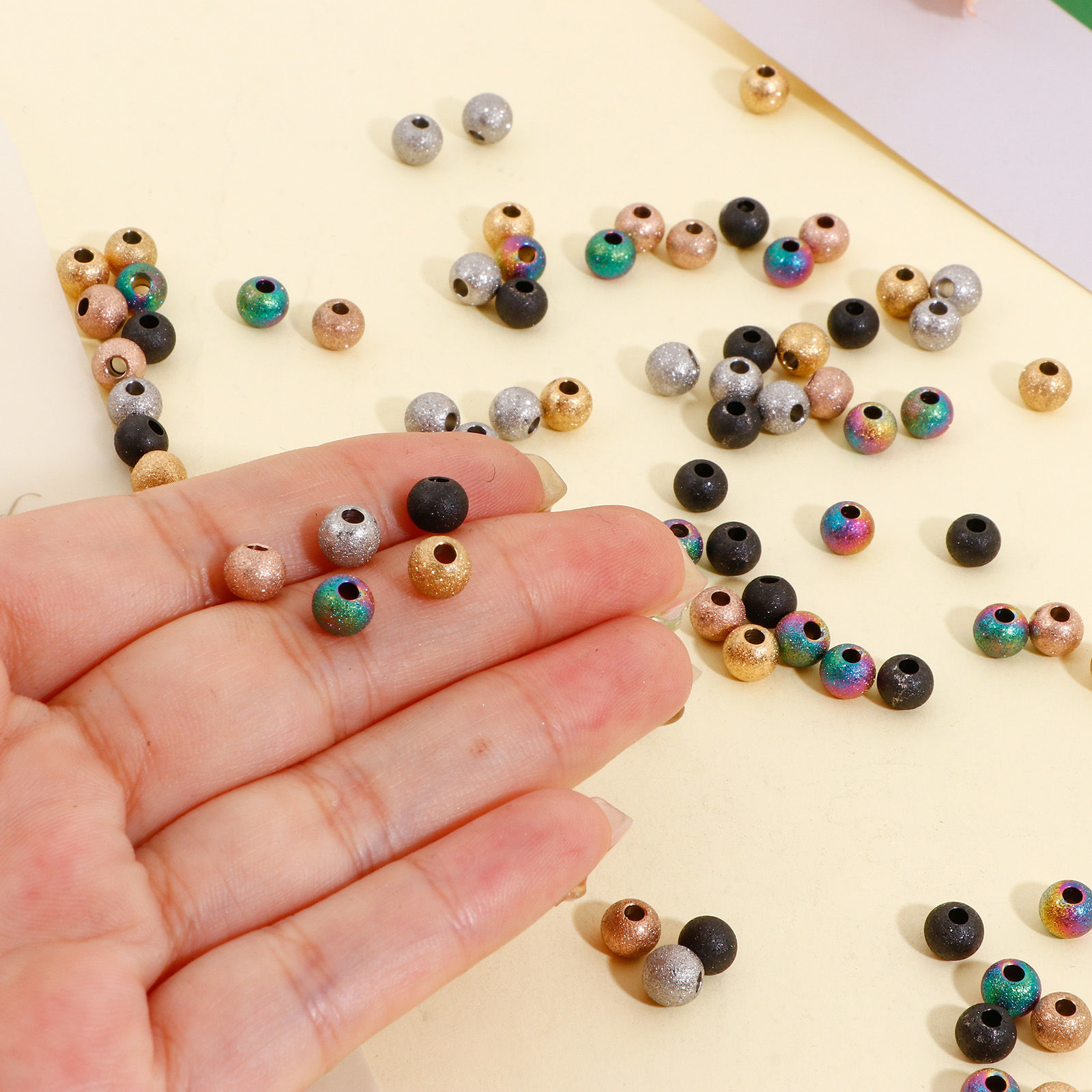 Bild von Umweltfreundliche Vakuumbeschichtung 304 Edelstahl Perlen für die DIY-Schmuckherstellung Rund Bunt Sternenstaub 6mm D., 10 Stück