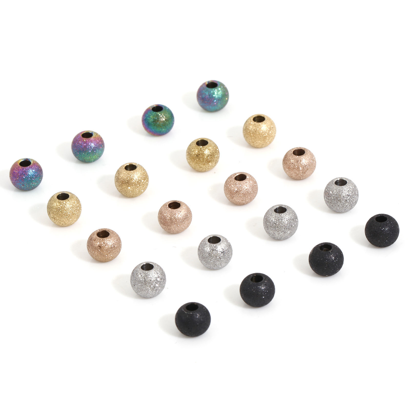 Bild von Umweltfreundliche Vakuumbeschichtung 304 Edelstahl Perlen für die DIY-Schmuckherstellung Rund Bunt Sternenstaub 6mm D., 10 Stück