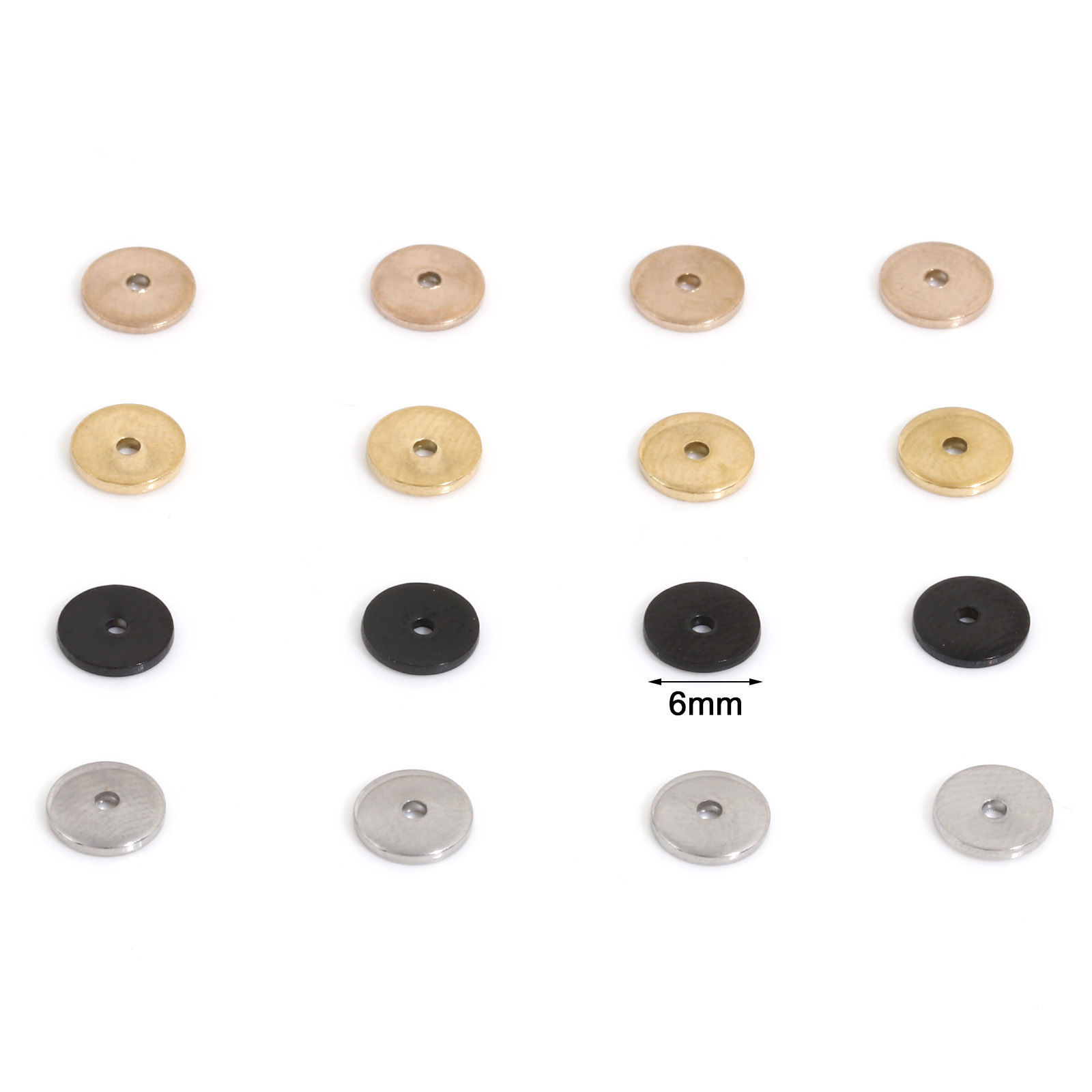 Immagine di Placcatura Sottovuoto Ecologica 304 Acciaio Inossidabile Perline Distanziatrici per Gioielli Fai-da-te che Fanno Risultati Tondo Multicolore 6mm Dia., 10 Pz