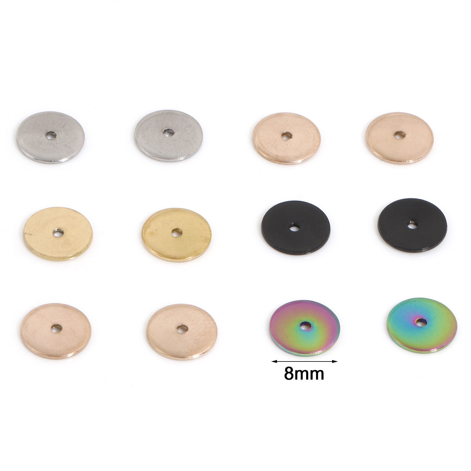 Picture of Eco-friendly Vacuum Plating 304 Stainless Steel Spacer Beads For DIY Bracelet Jewelry Making Findings Round Multicolor 8mm Dia.