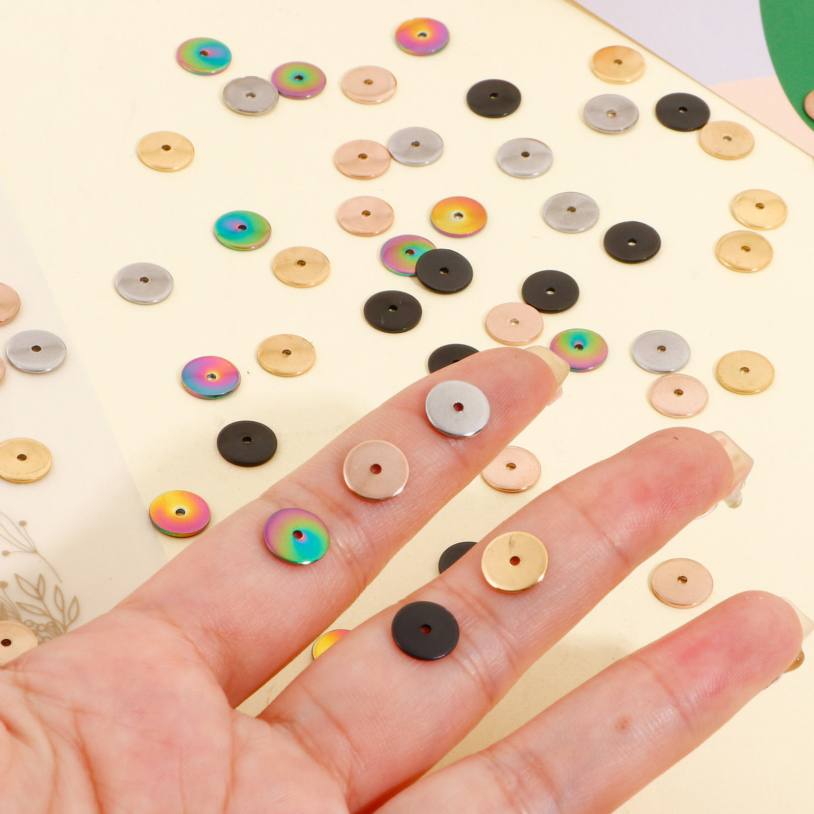 Picture of Eco-friendly Vacuum Plating 304 Stainless Steel Spacer Beads For DIY Bracelet Jewelry Making Findings Round Multicolor 8mm Dia.