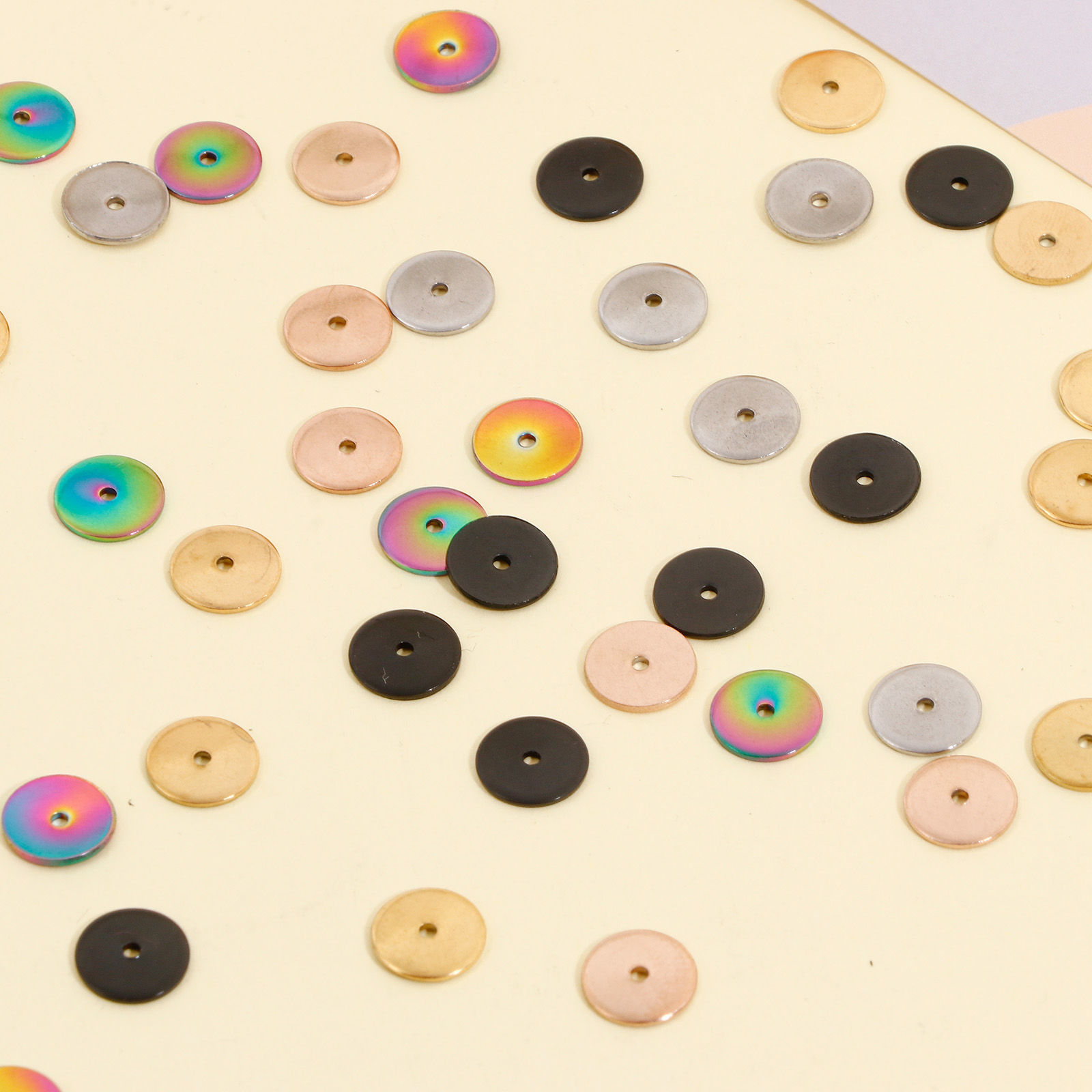 Picture of Eco-friendly Vacuum Plating 304 Stainless Steel Spacer Beads For DIY Bracelet Jewelry Making Findings Round Multicolor 8mm Dia.