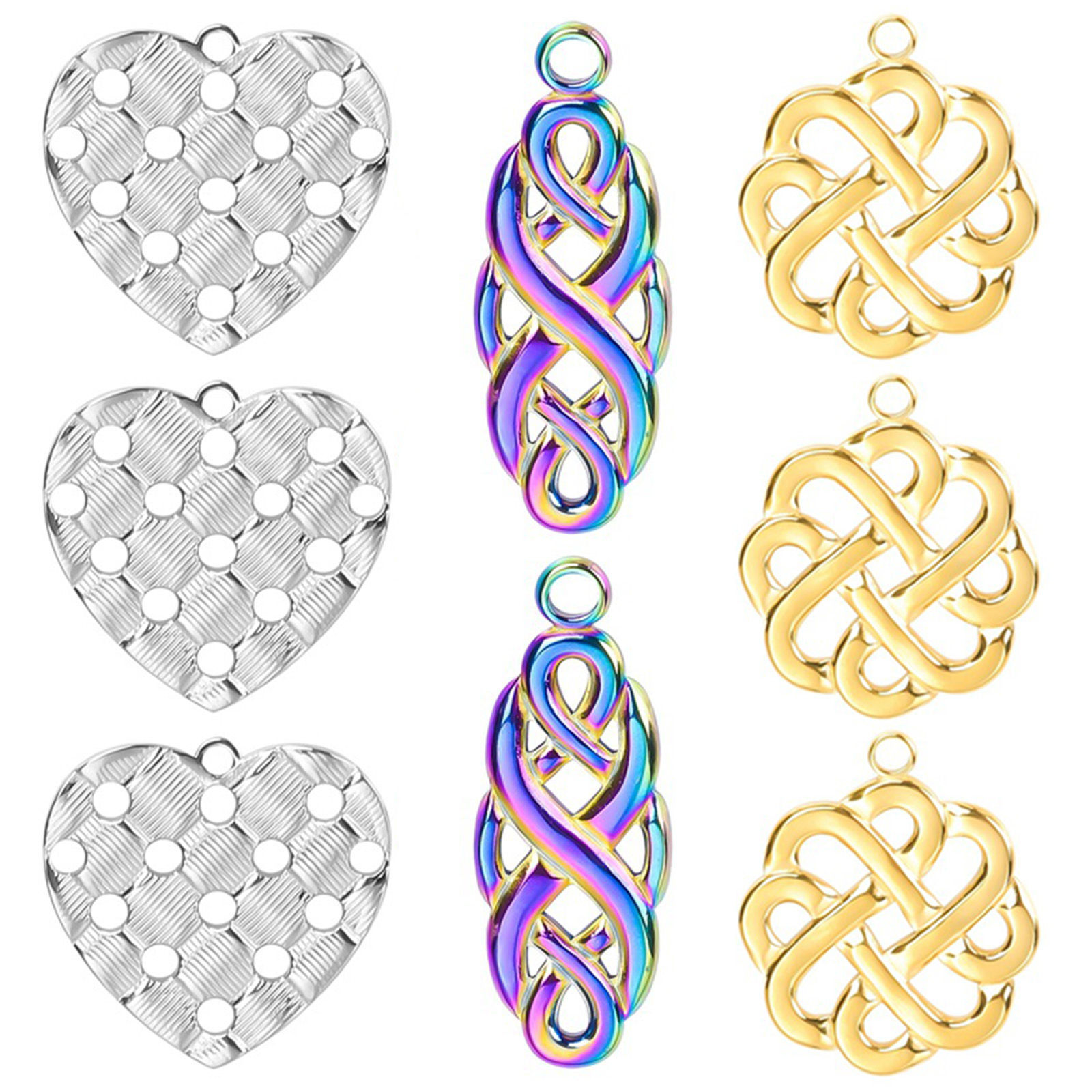 Picture of Eco-friendly 304 Stainless Steel Charms Multicolor Heart Cross