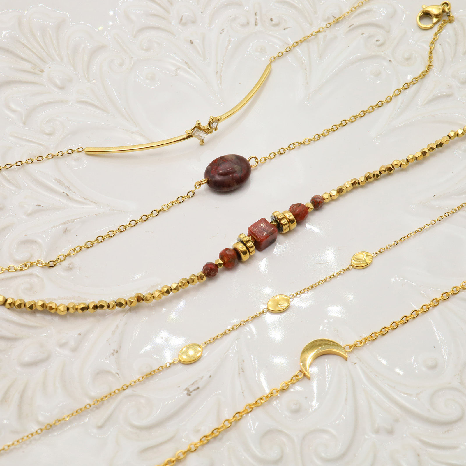 Picture of Eco-friendly Vacuum Plating 304 Stainless Steel Ins Style Link Cable Chain Bracelets 18K Gold Plated 16cm(6 2/8") long