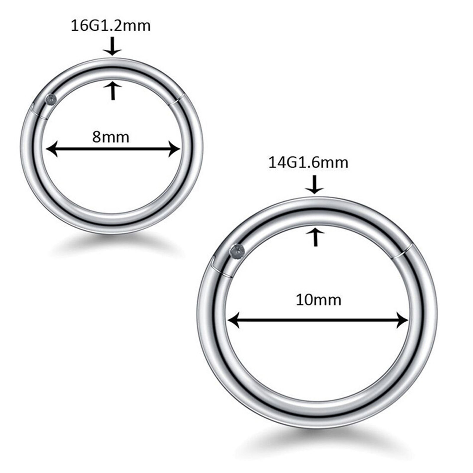 Picture of 316 Stainless Steel Nose Ring Hoops Body Piercing Jewelry Round