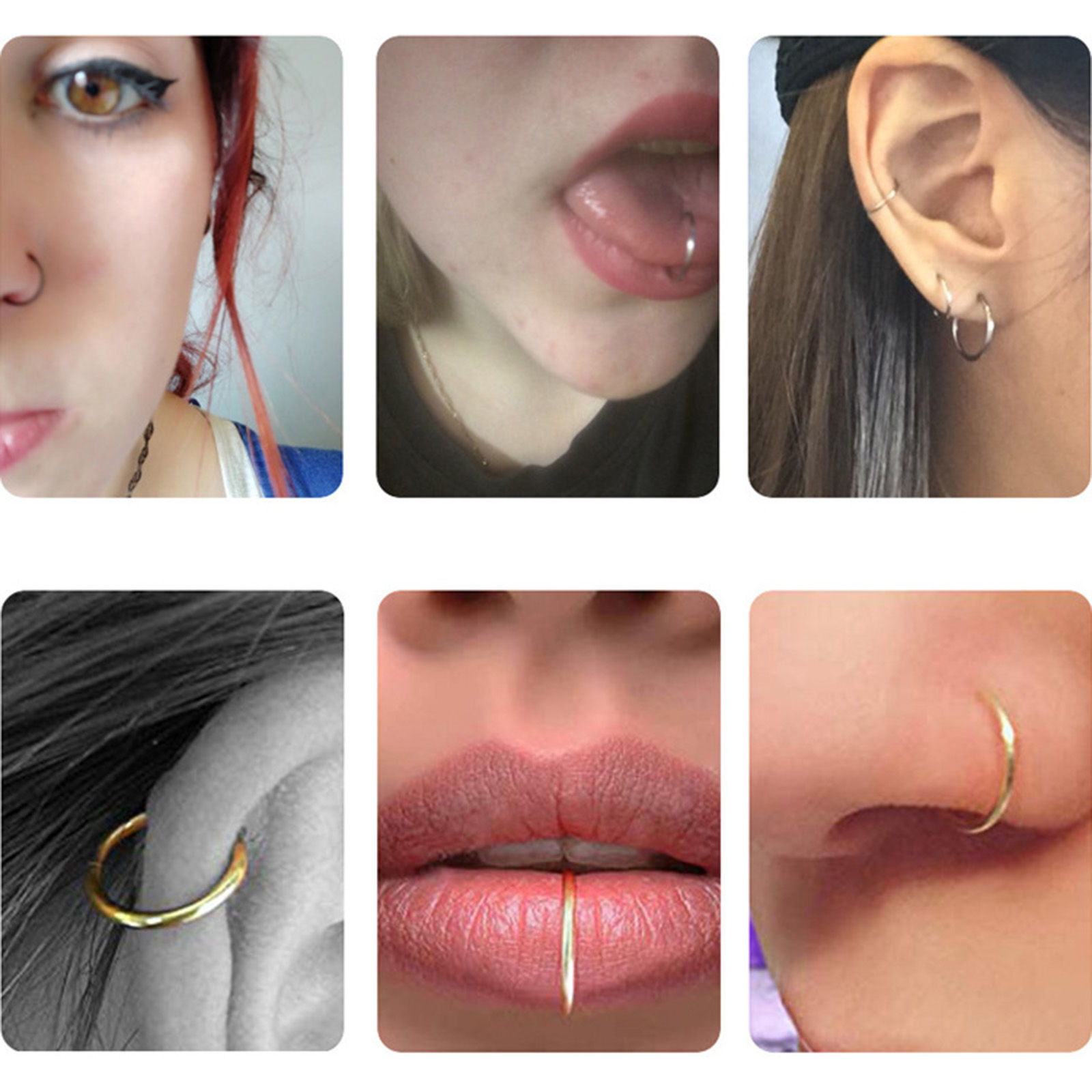Picture of 316 Stainless Steel Nose Ring Hoops Body Piercing Jewelry Round