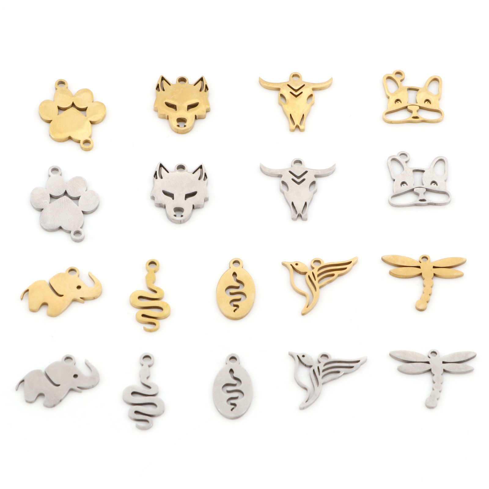 Picture of 201 Stainless Steel Charms Multicolor Snake Animal Dragonfly Hollow