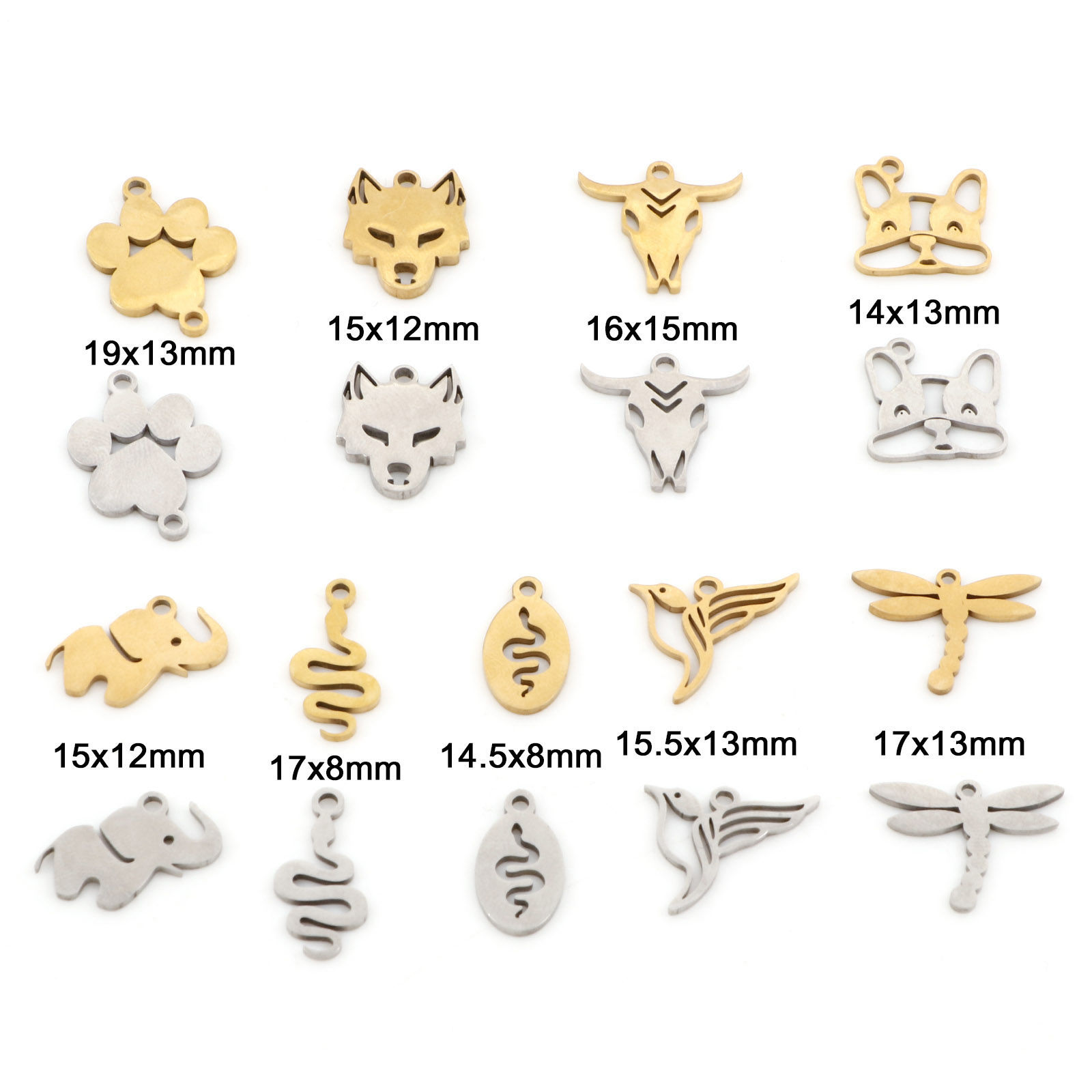 Picture of 201 Stainless Steel Charms Multicolor Snake Animal Dragonfly Hollow