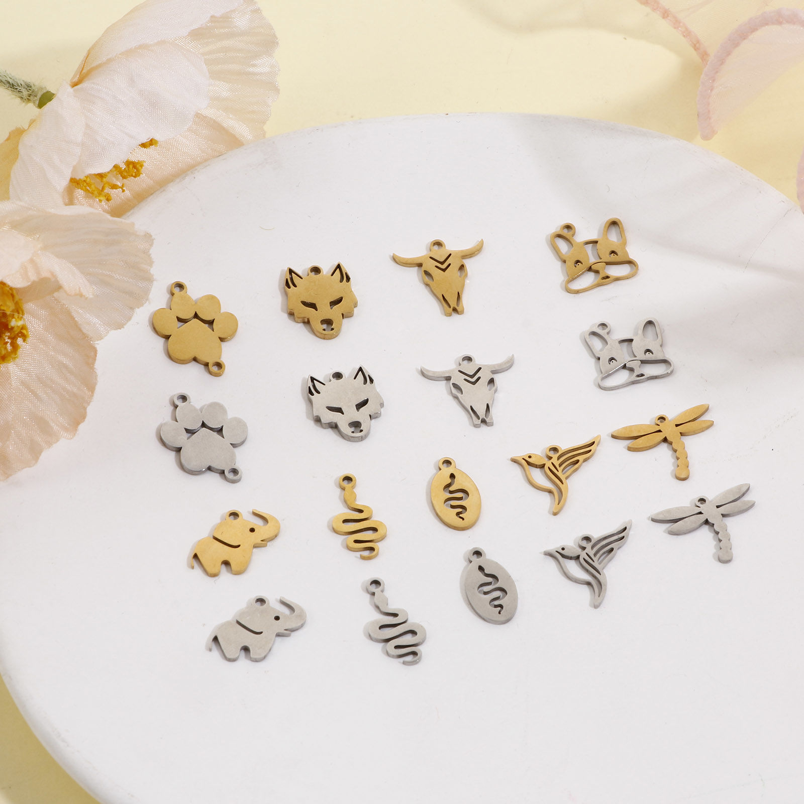 Picture of 201 Stainless Steel Charms Multicolor Snake Animal Dragonfly Hollow
