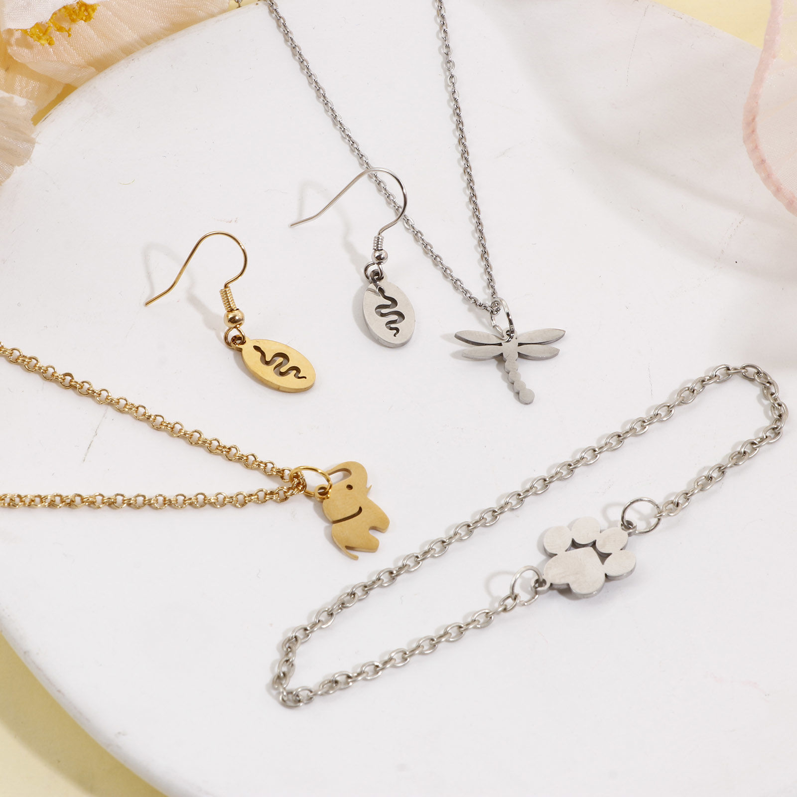 Picture of 201 Stainless Steel Charms Multicolor Snake Animal Dragonfly Hollow