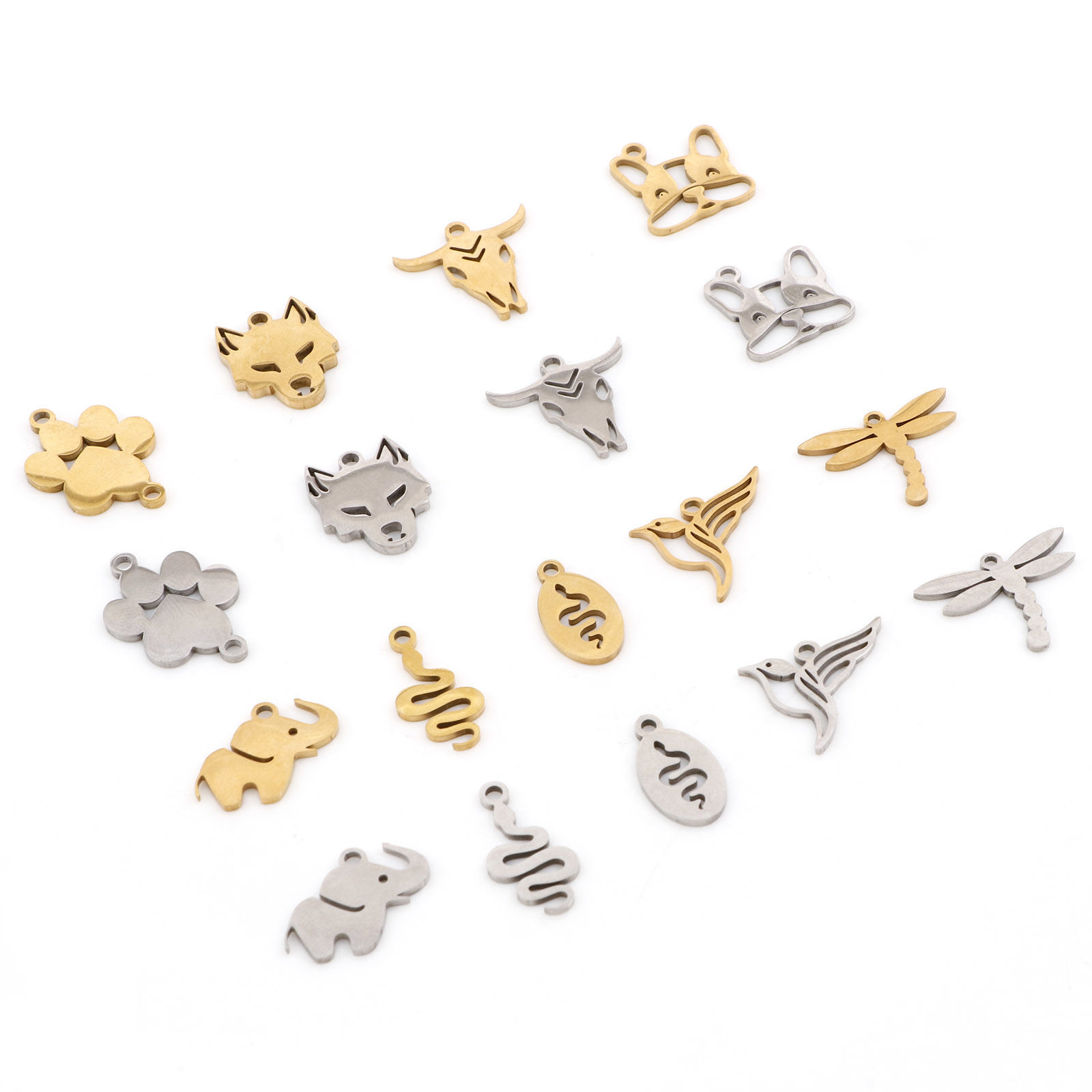 Picture of 201 Stainless Steel Charms Multicolor Snake Animal Dragonfly Hollow