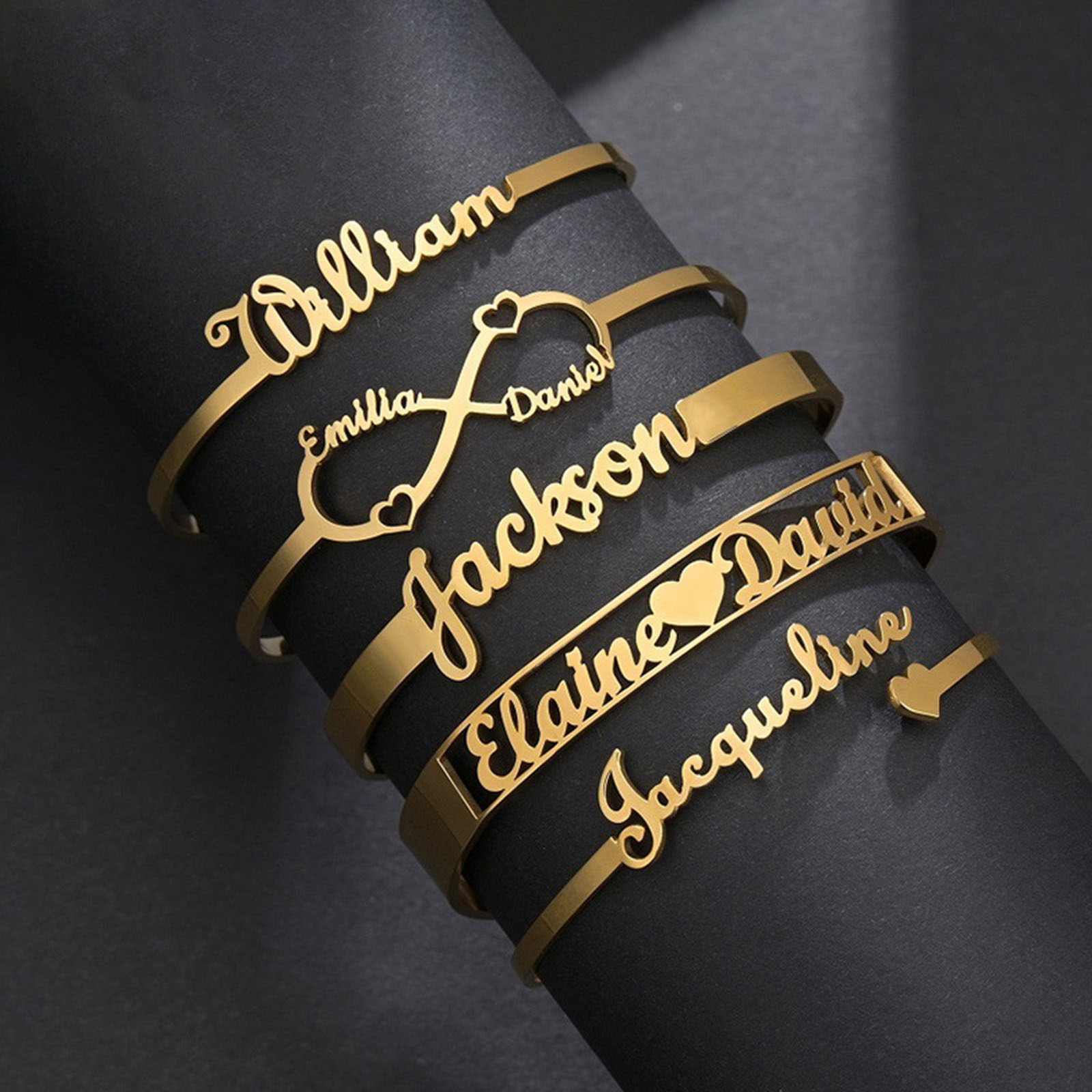 Picture of 304 Stainless Steel Customized Name Bracelets Personalized Letter Charm Pendant