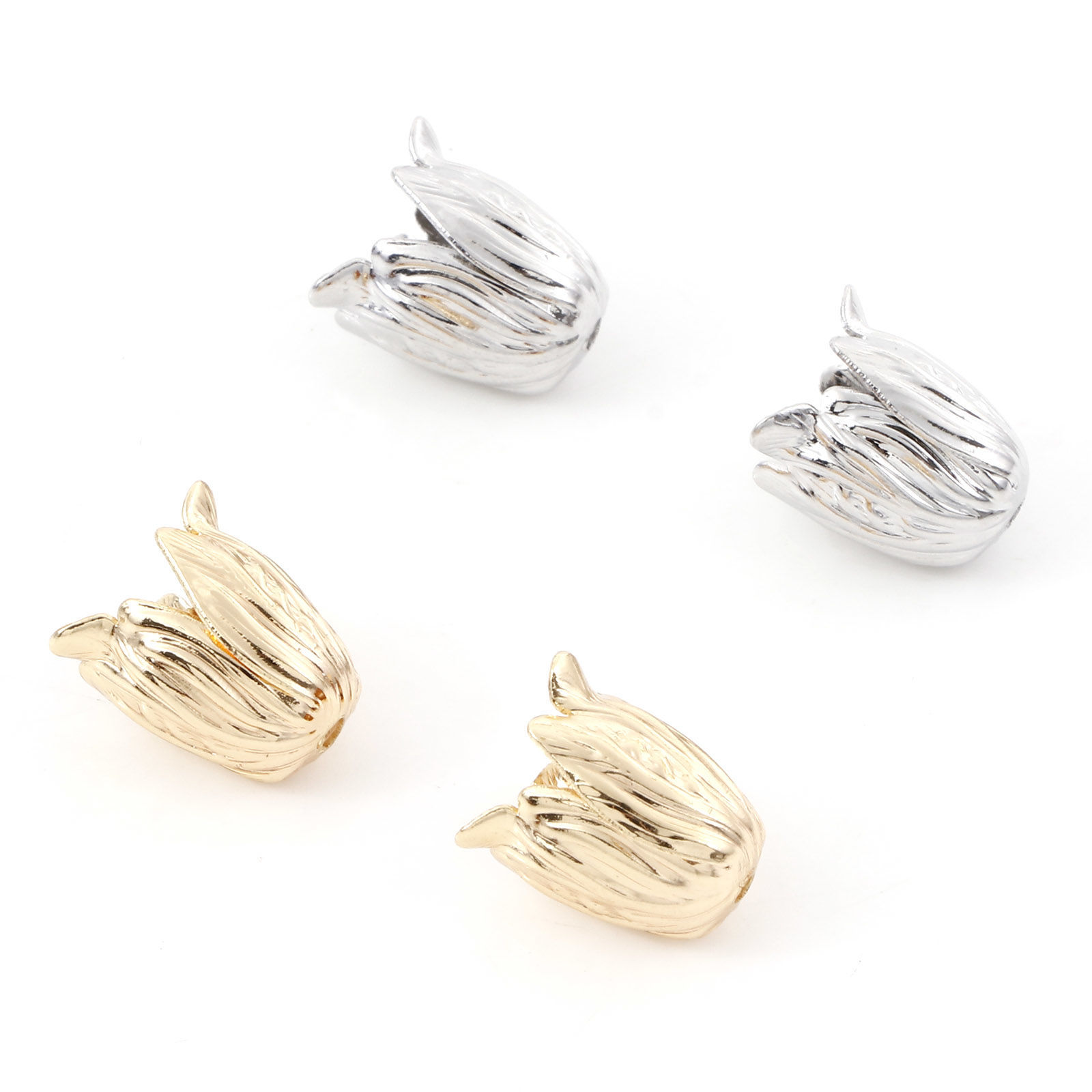 Picture of Brass Beads Frames Tulip Flower Real Gold Plated (Fit 8mm Bead) 13mm x 11mm