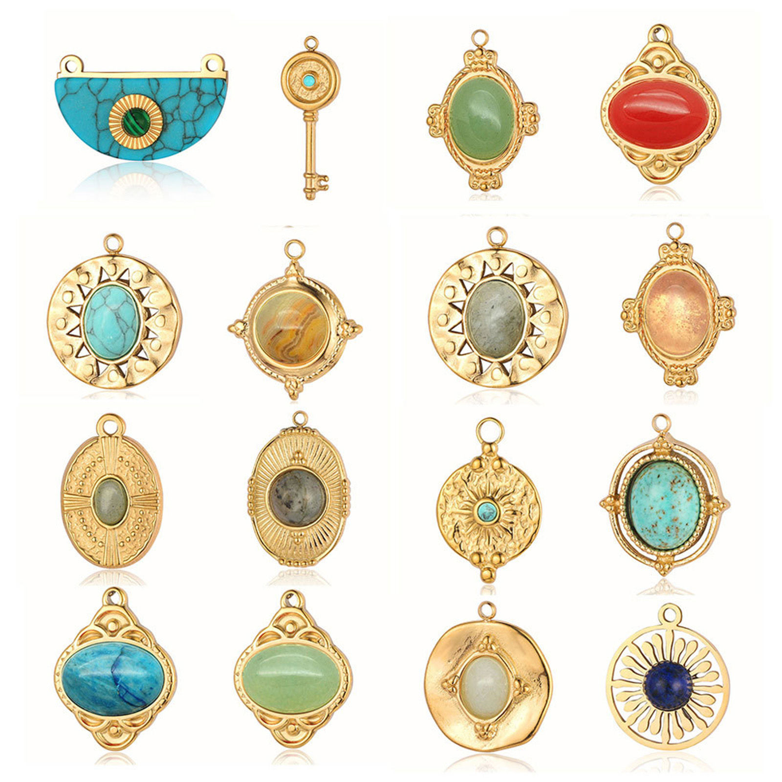 Eco-friendly Vacuum Plating 304 Stainless Steel Charms 18K Gold Plated Snake Animal Rhombus 1 Piece の画像