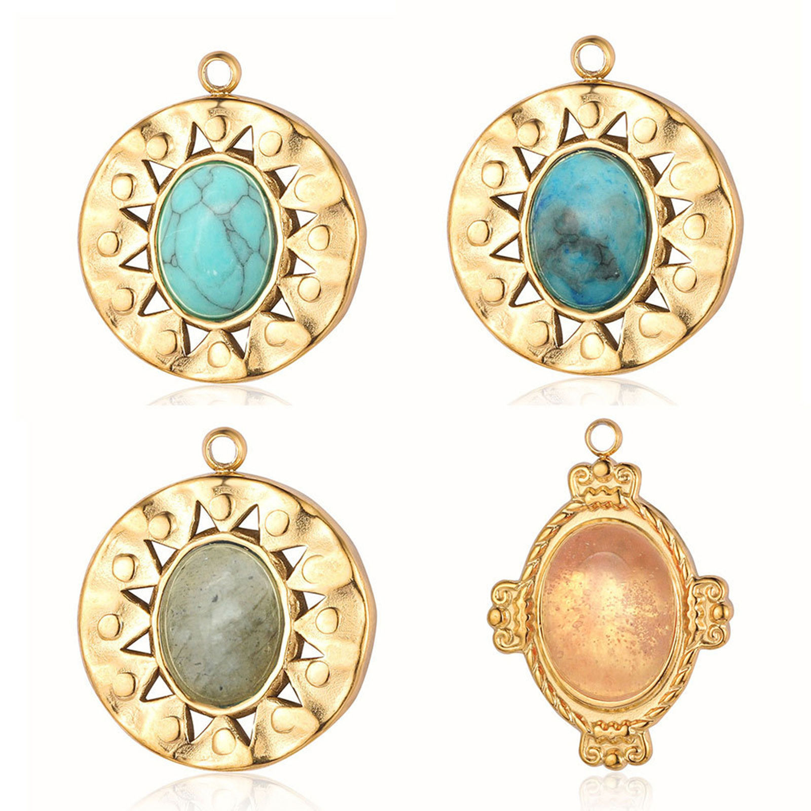 Eco-friendly Vacuum Plating 304 Stainless Steel Charms 18K Gold Plated Snake Animal Rhombus 1 Piece の画像