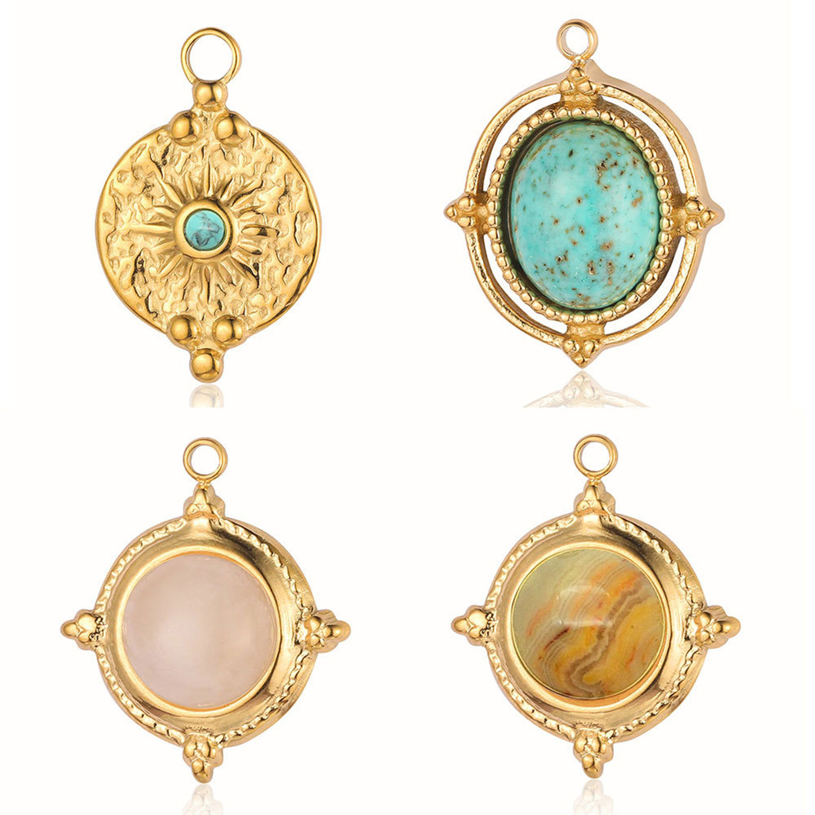 Eco-friendly Vacuum Plating 304 Stainless Steel Charms 18K Gold Plated Snake Animal Rhombus 1 Piece の画像
