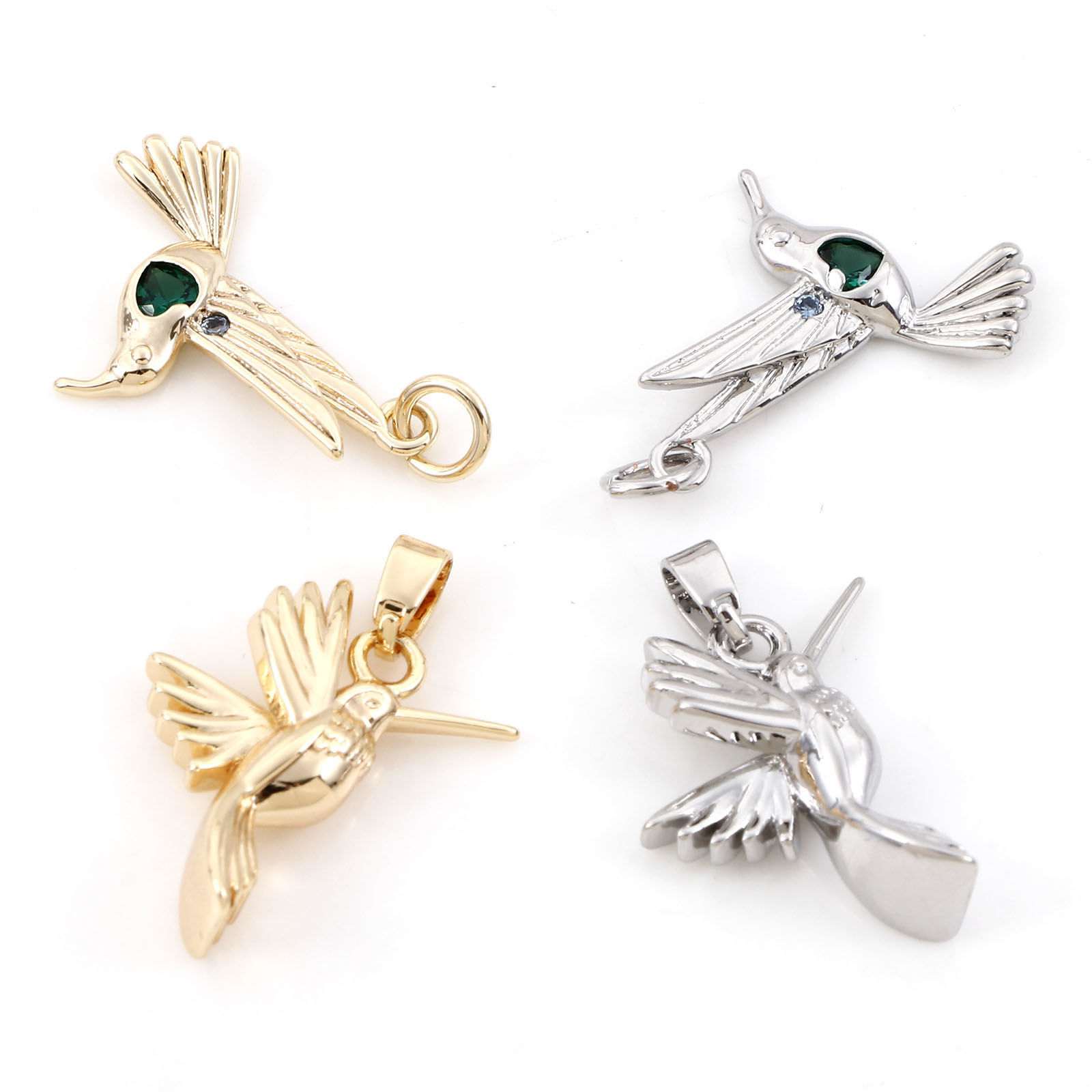 Picture of Brass Charms Real Gold Plated Hummingbird