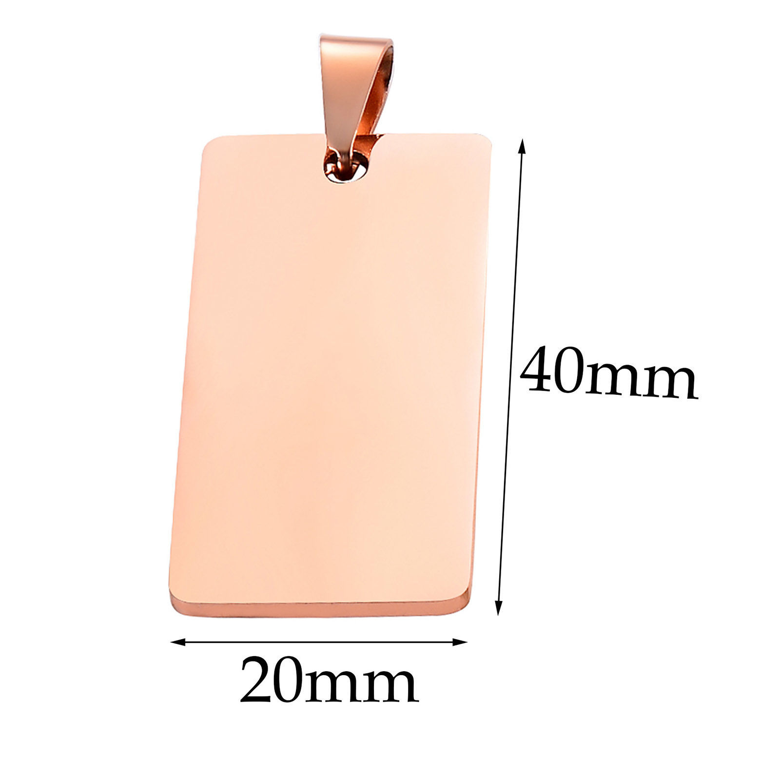 1 個 201ステンレス鋼 ブランクスタンプタグ チャーム ペンダント 長方形 鏡面研磨 20mm x 40mm、 の画像