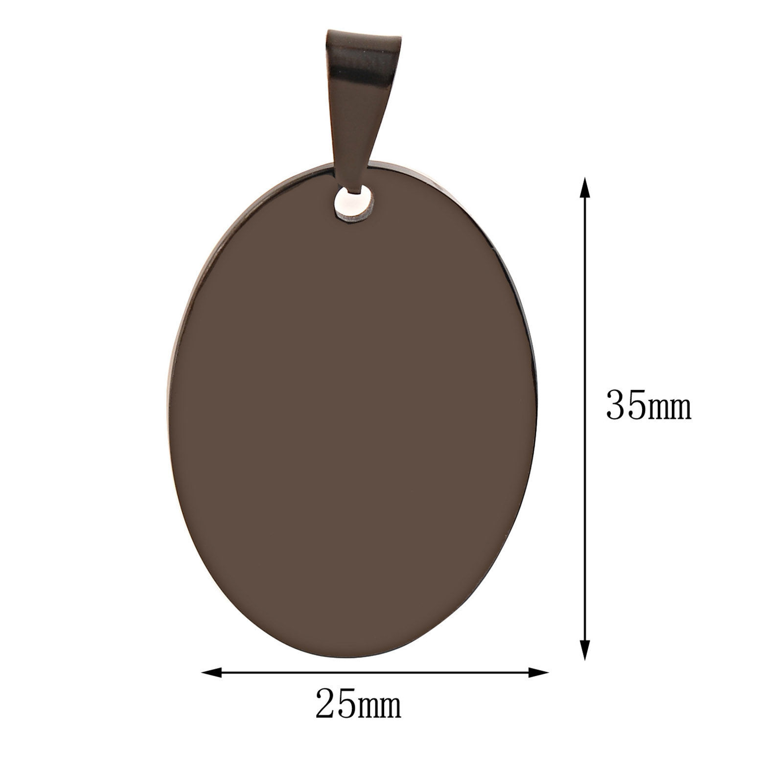 1 個 201ステンレス鋼 ブランクスタンプタグ チャーム ペンダント 楕円形 鏡面研磨 25mm x 35mm、 の画像