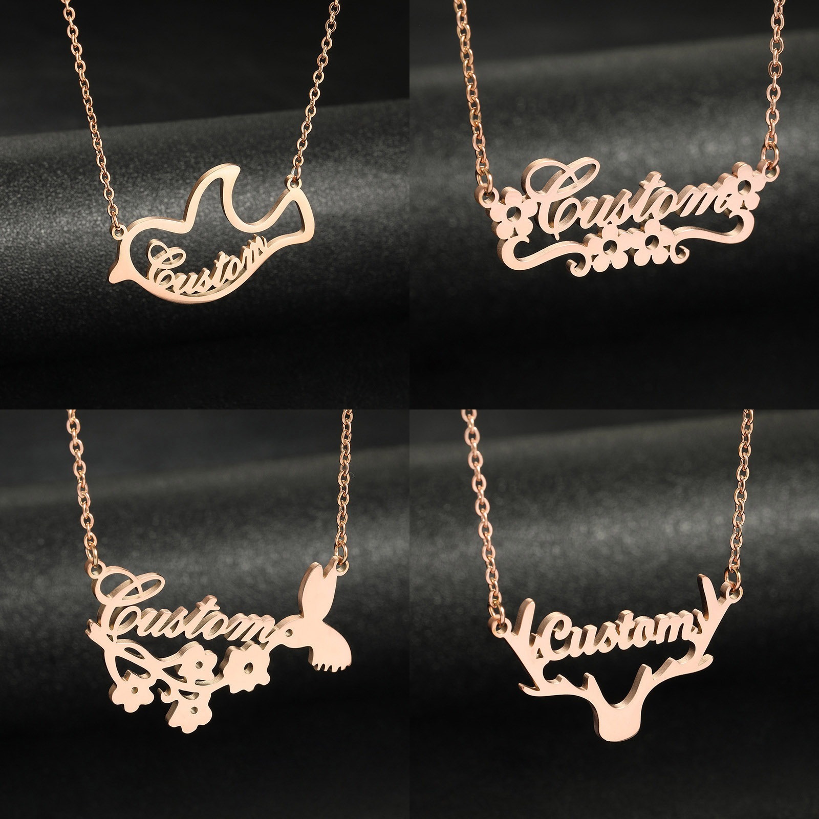 1 本 304ステンレス鋼 カスタマイズ 名入れネックレス 名前入り ネーム レターペンダント 金メッキ 52cm長さ、 の画像