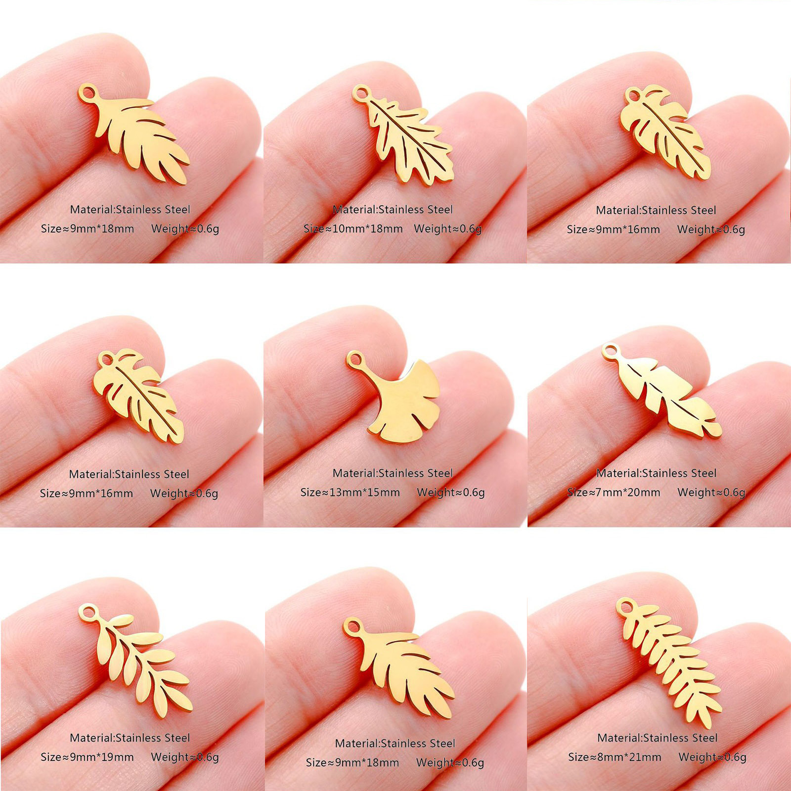 Picture of 304 Stainless Steel Flora Collection Charms Leaf Hollow
