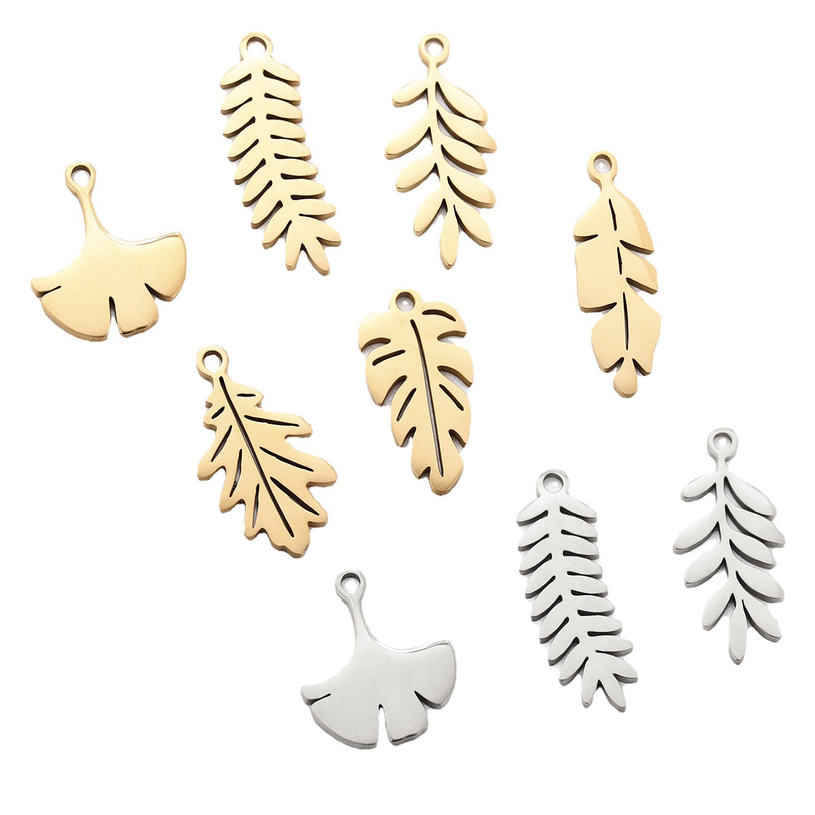 Picture of 304 Stainless Steel Flora Collection Charms Leaf Hollow