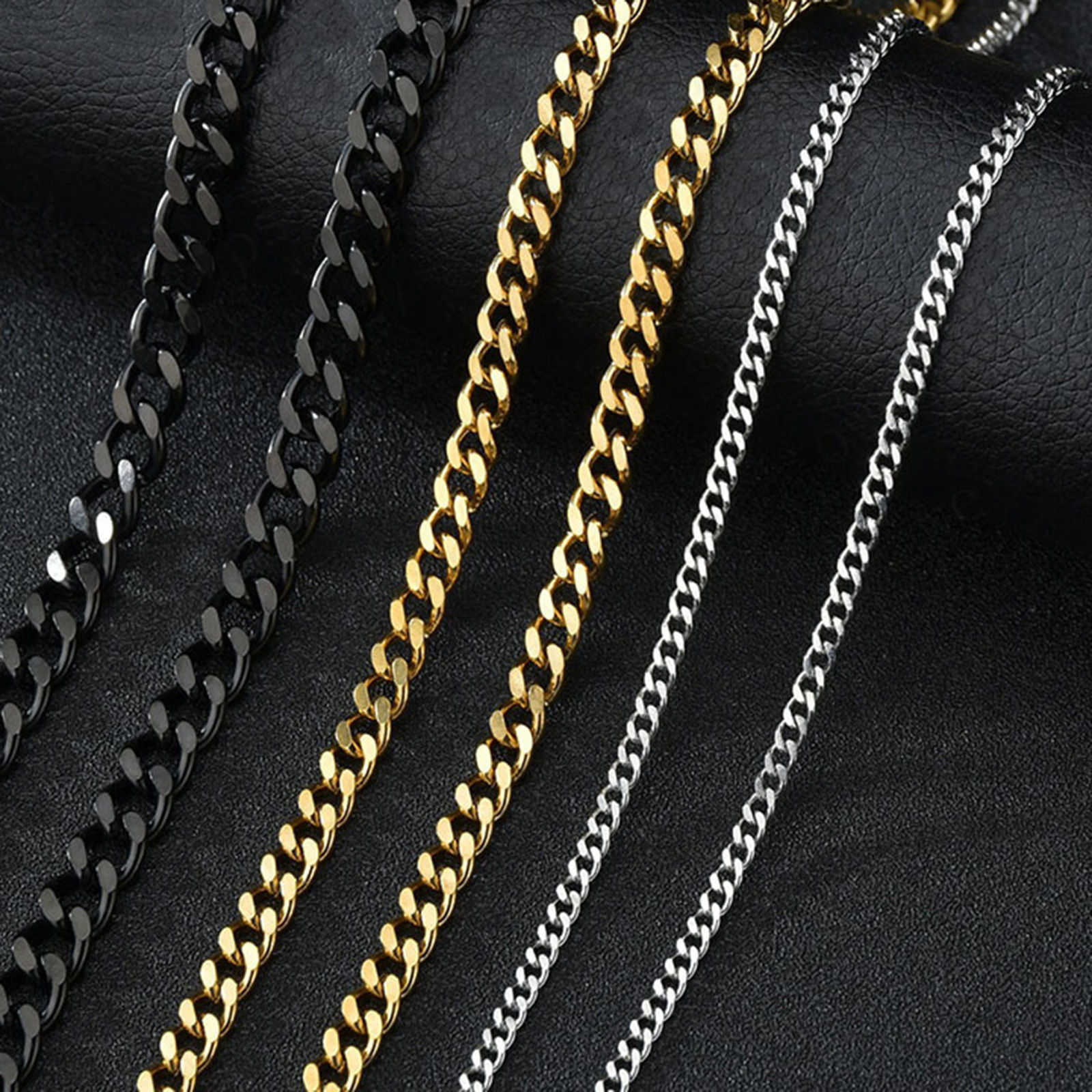 Image de Colliers en 304 Acier Inoxydable Chaîne à Maillons Cubains 1 Pièce