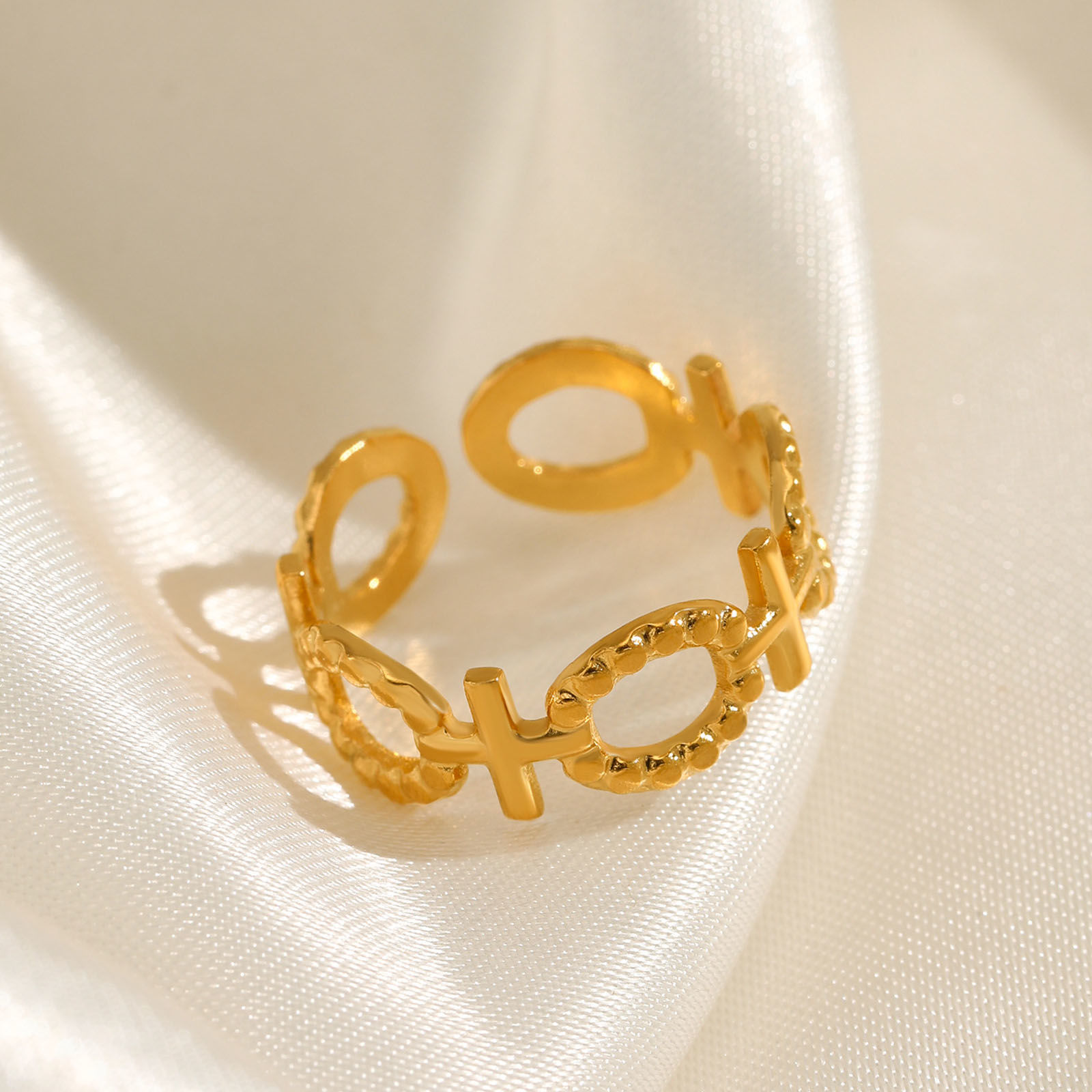 Imagen de Enchapado al Vacío Ecológico Sencillo & Casual Estilo Ins Chapado en Oro de 18K 304 Acero Inoxidable Abierto Mano Corazón Anillos Para Mujeres 1 Unidad