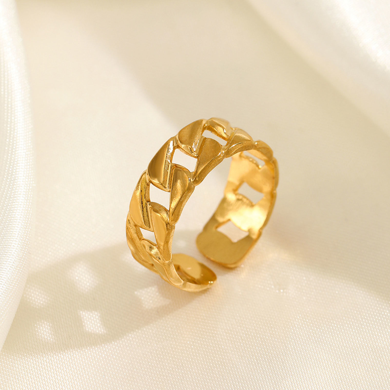 Imagen de Enchapado al Vacío Ecológico Sencillo & Casual Estilo Ins Chapado en Oro de 18K 304 Acero Inoxidable Abierto Mano Corazón Anillos Para Mujeres 1 Unidad