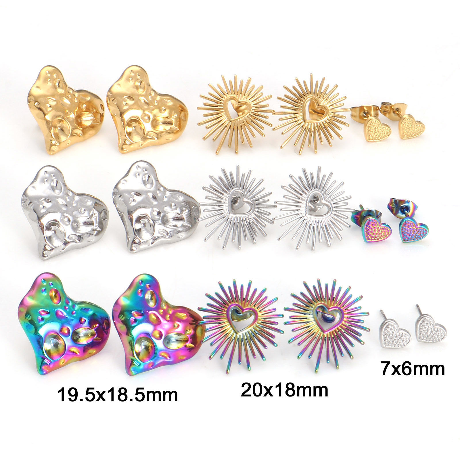 Bild von 304 Edelstahl Valentinstag Ohrring Ohrstecker Mit Stöpsel Drahtstärke: (21 gauge), 4 Stück