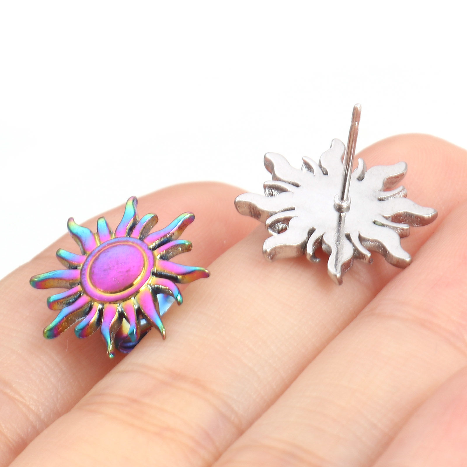 Image de Boucles d'Oreilles Puces en 304 Acier Inoxydable Galaxie avec Embouts Epaisseur de Fil: (21 gauge), 4 Pcs
