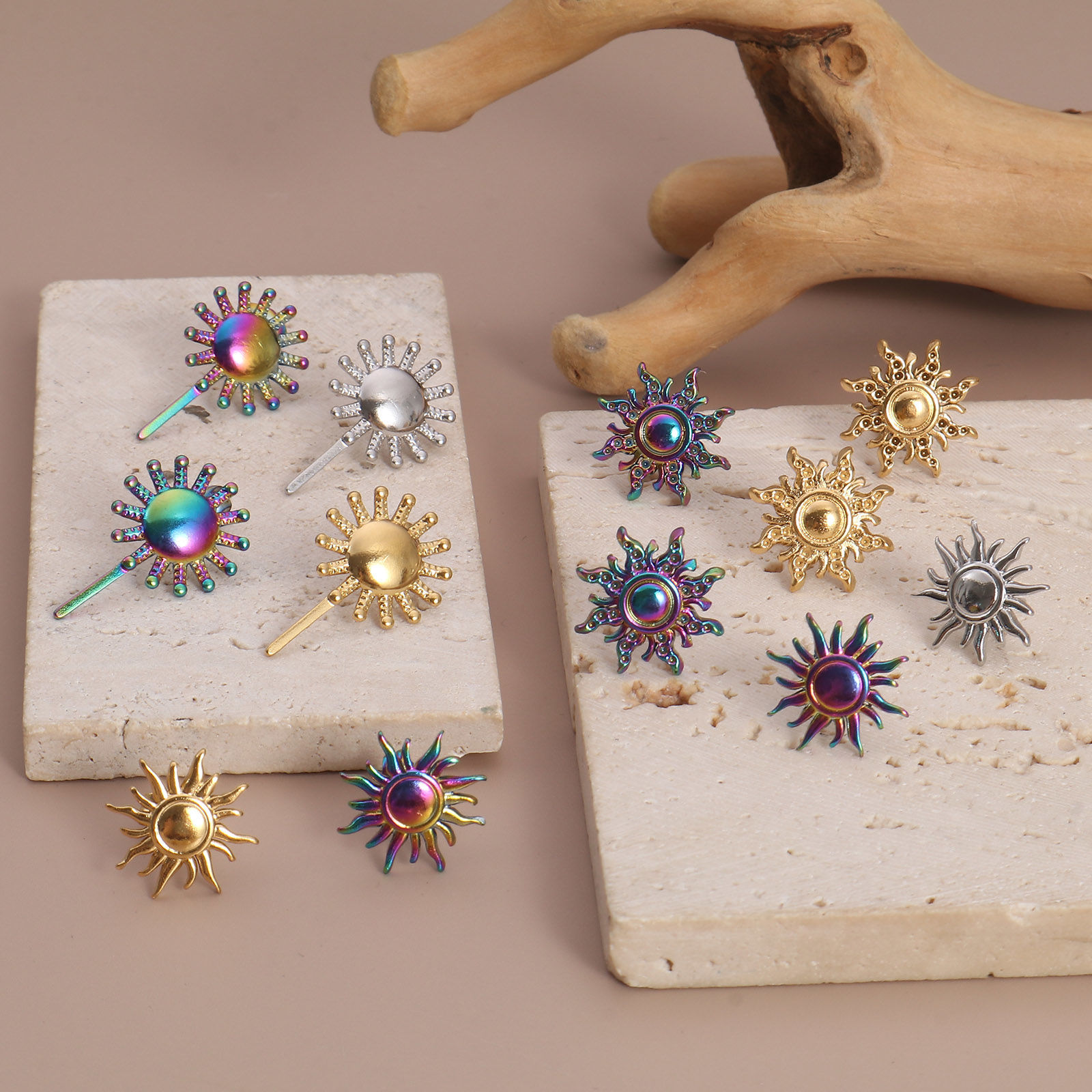 Image de Boucles d'Oreilles Puces en 304 Acier Inoxydable Galaxie avec Embouts Epaisseur de Fil: (21 gauge), 4 Pcs