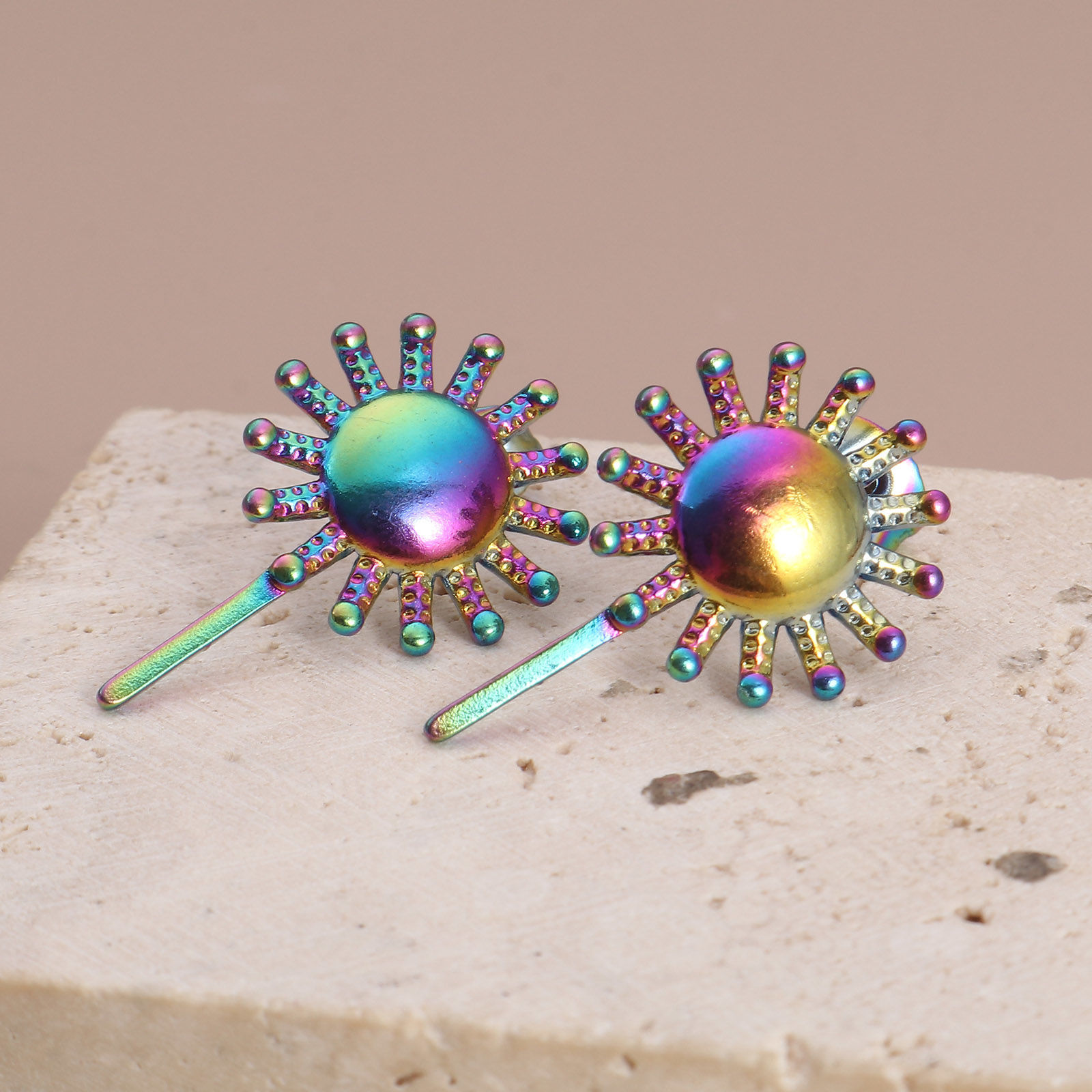 Image de Boucles d'Oreilles Puces en 304 Acier Inoxydable Galaxie avec Embouts Epaisseur de Fil: (21 gauge), 4 Pcs