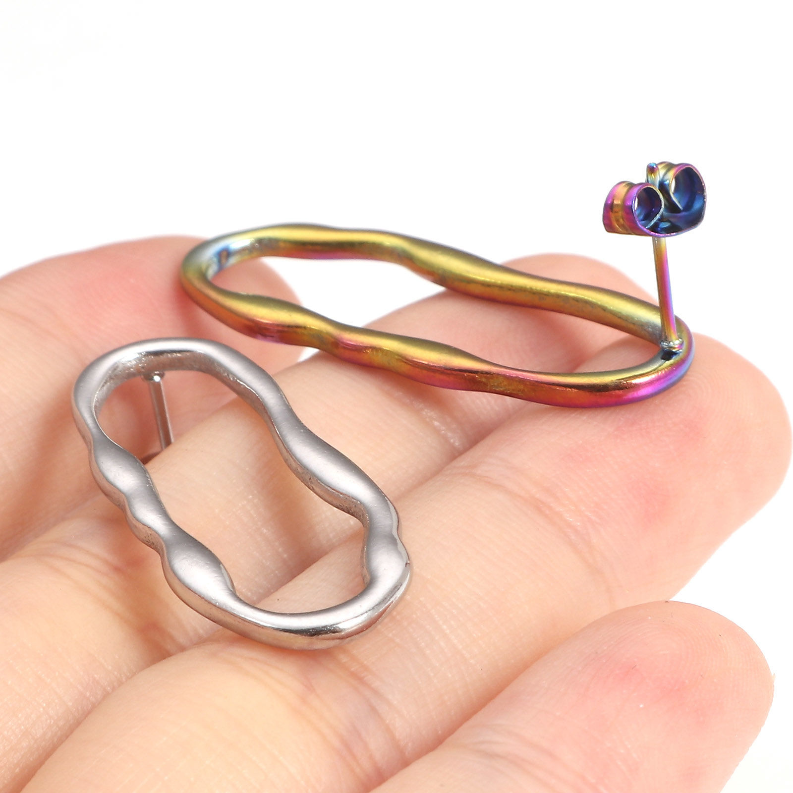 Imagen de 304 Acero Inoxidable Serie de Geometría Pendientes Con Tapones Post/ Wire Size: (21 gauge), 4 Unidades