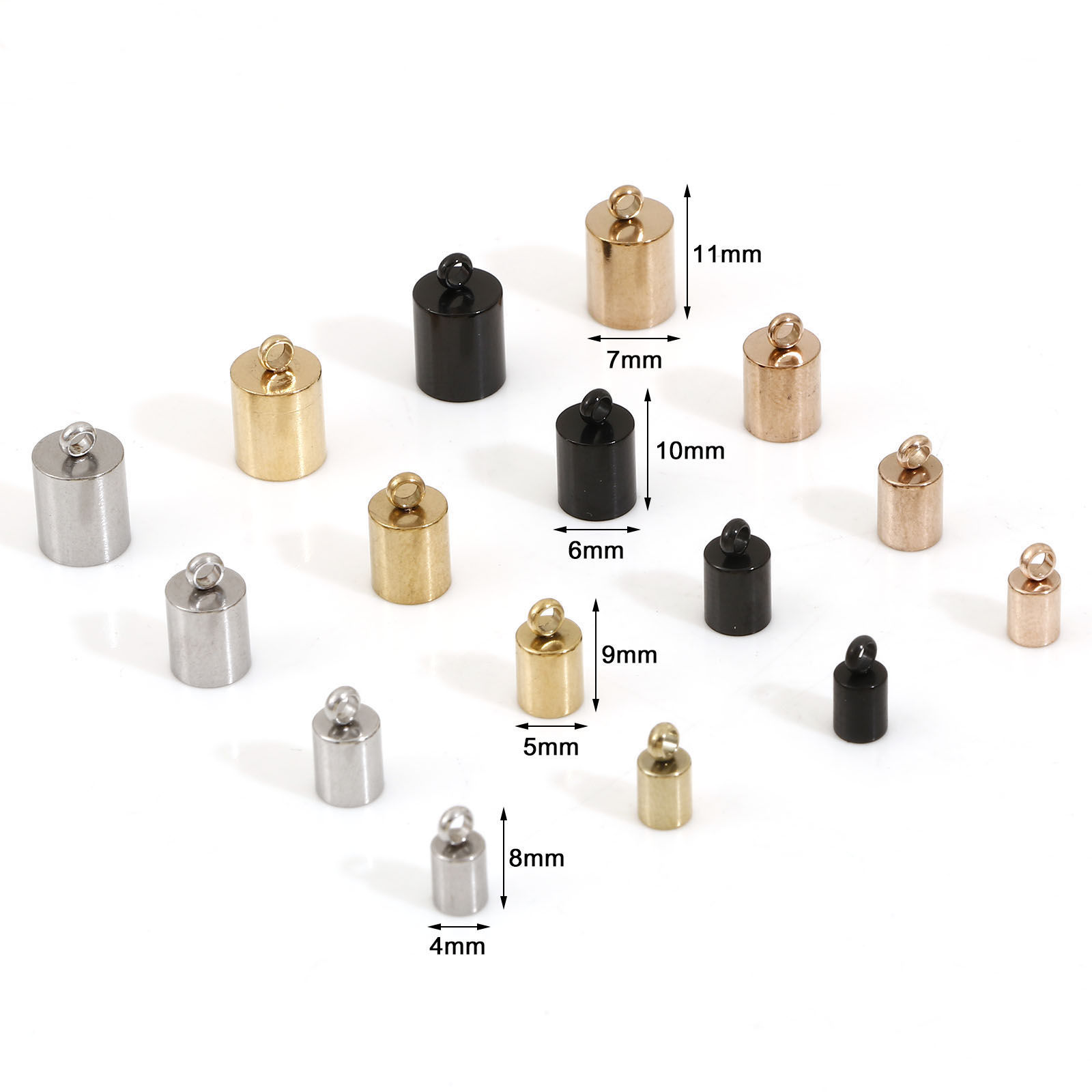 Image de Embouts pour Cordons en 304 Acier Inoxydable Colonne Multicolore 10 Pcs