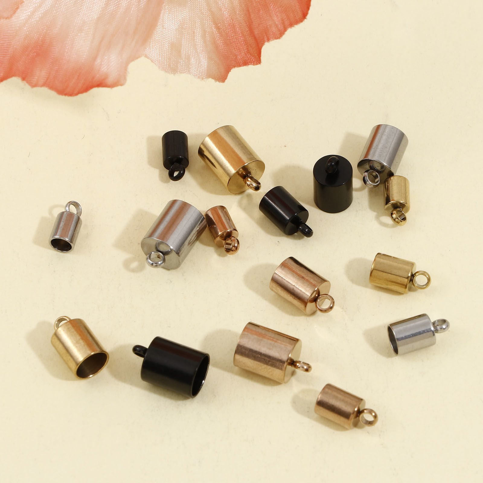 Image de Embouts pour Cordons en 304 Acier Inoxydable Colonne Multicolore 10 Pcs