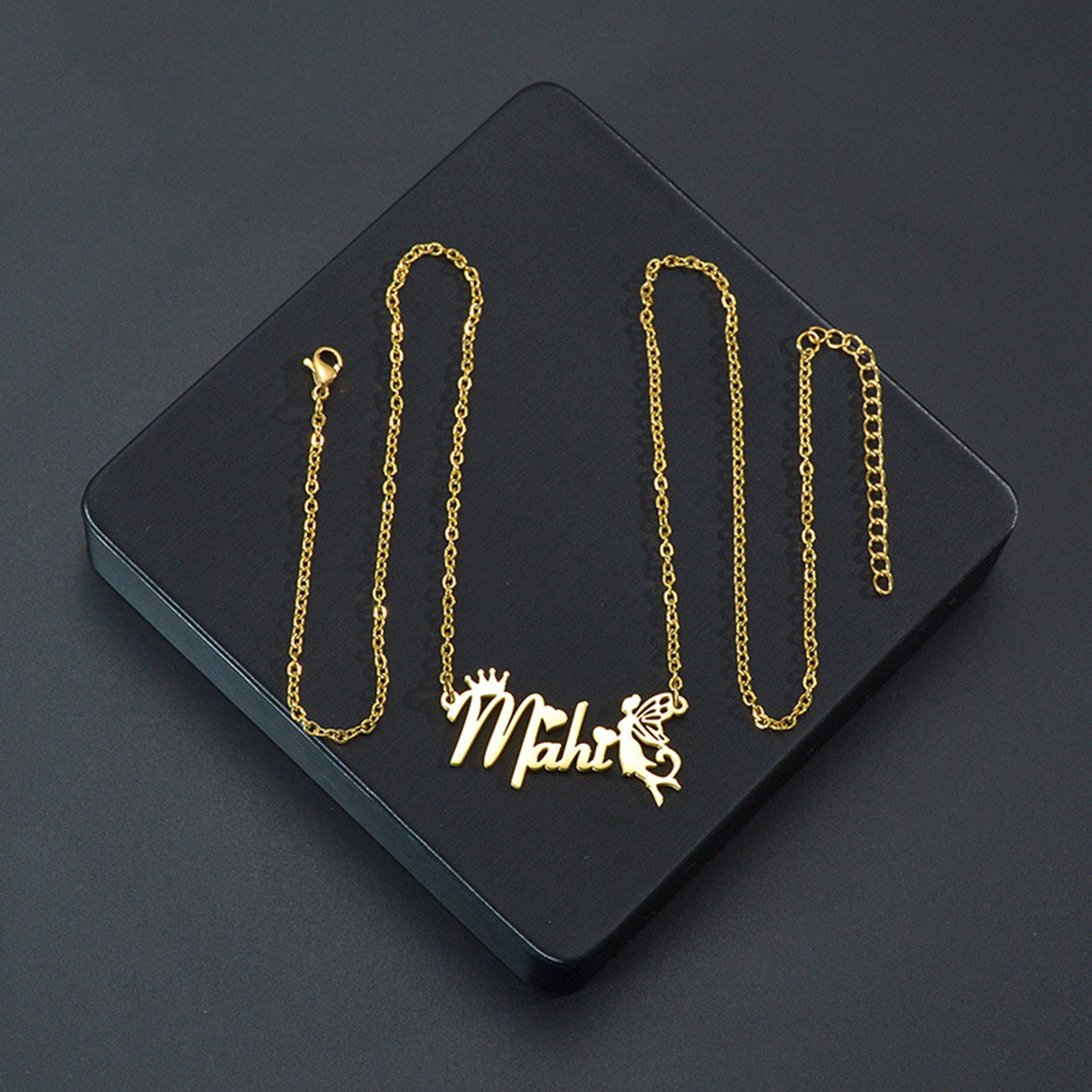 Picture of 304 Stainless Steel Customized Name Necklace Personalized Letter Charm Pendant Multicolor 45cm(17.7") long