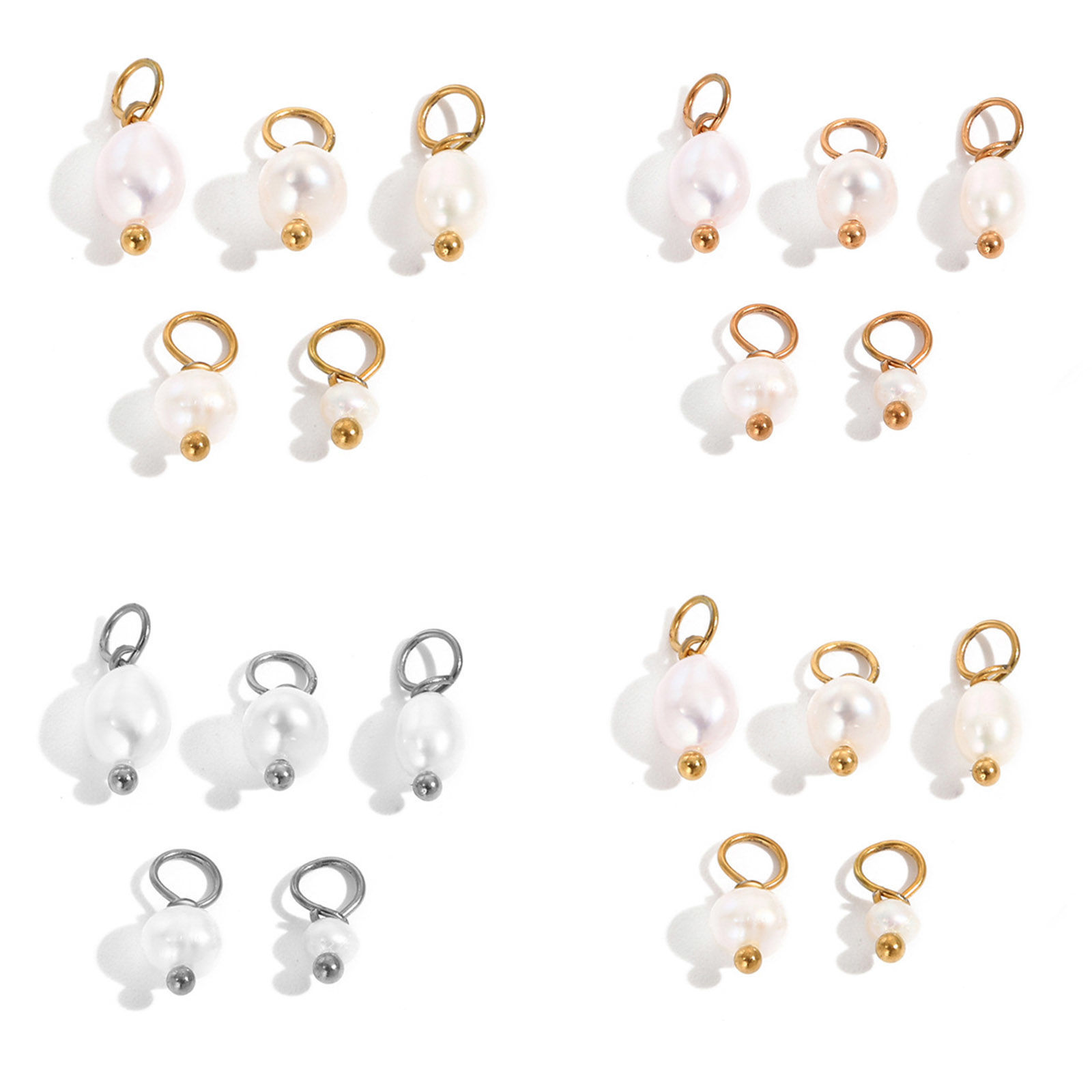 Image de Breloques en 316 Acier Inoxydable Baroque Irrégulier Coquillage Imitation Perle 3mm-5mm , 2 Pcs